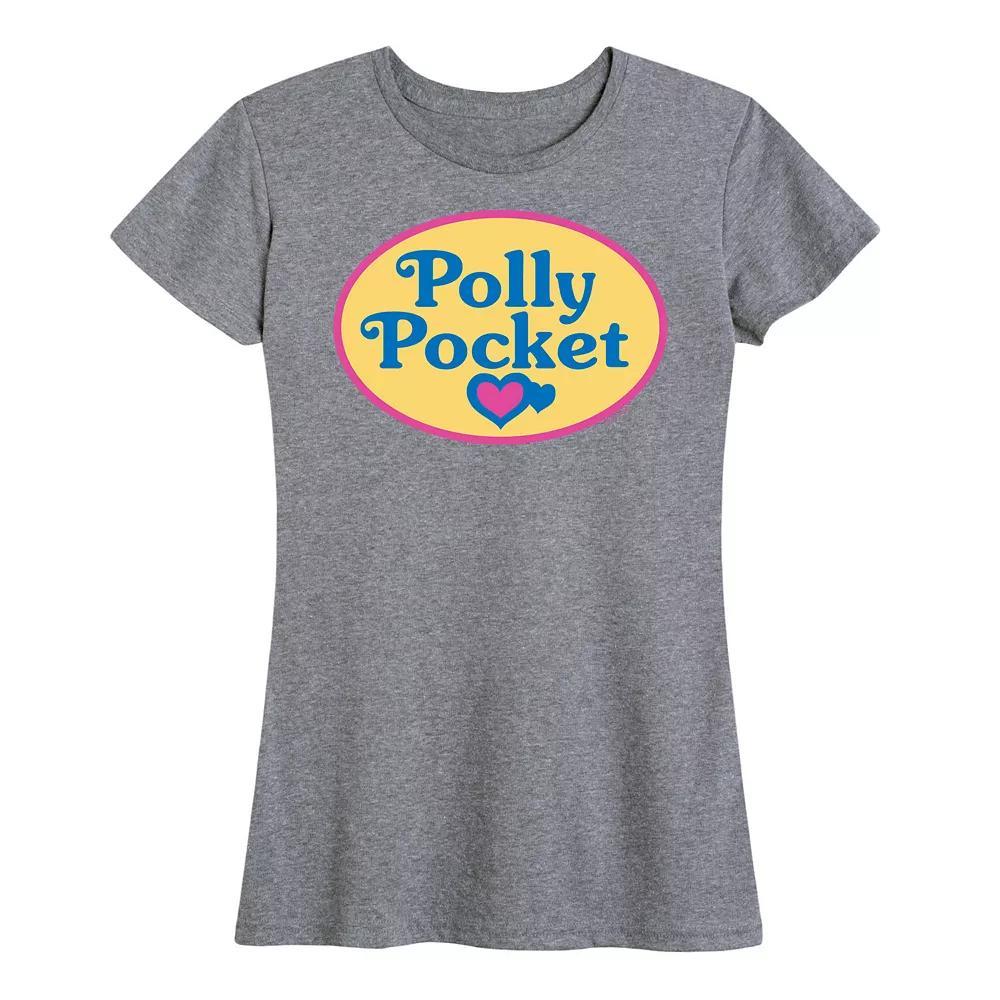 Womens Polly Pocket Color Logo Graphic Tee Grey Gray Product Image