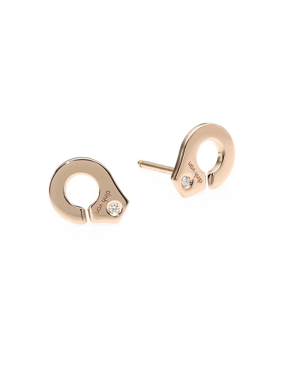 Womens Menottes Dinh Van 18K & 0.01 TCW Diamond Stud Earrings Product Image