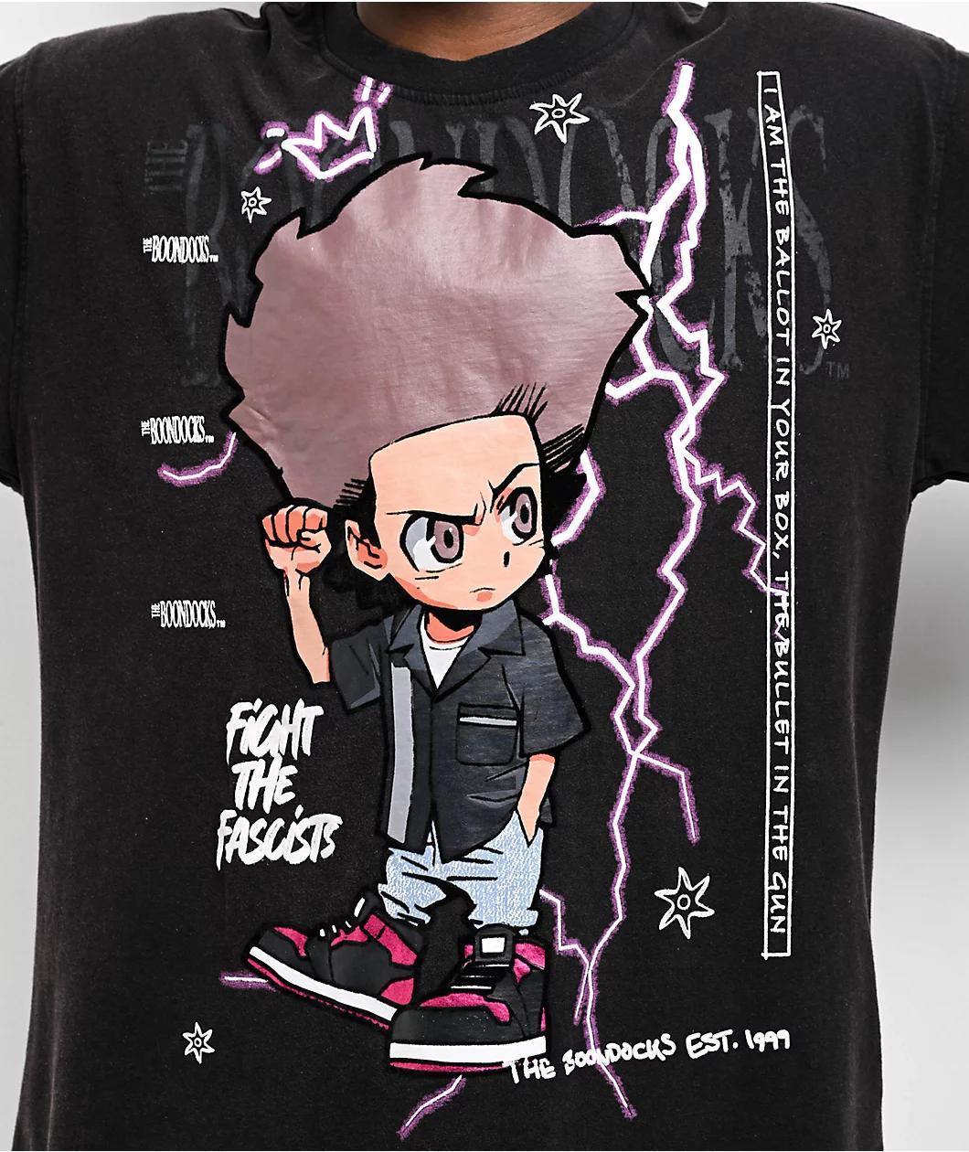 The Boondocks Huey Freeman Black Wash T-Shirt Product Image