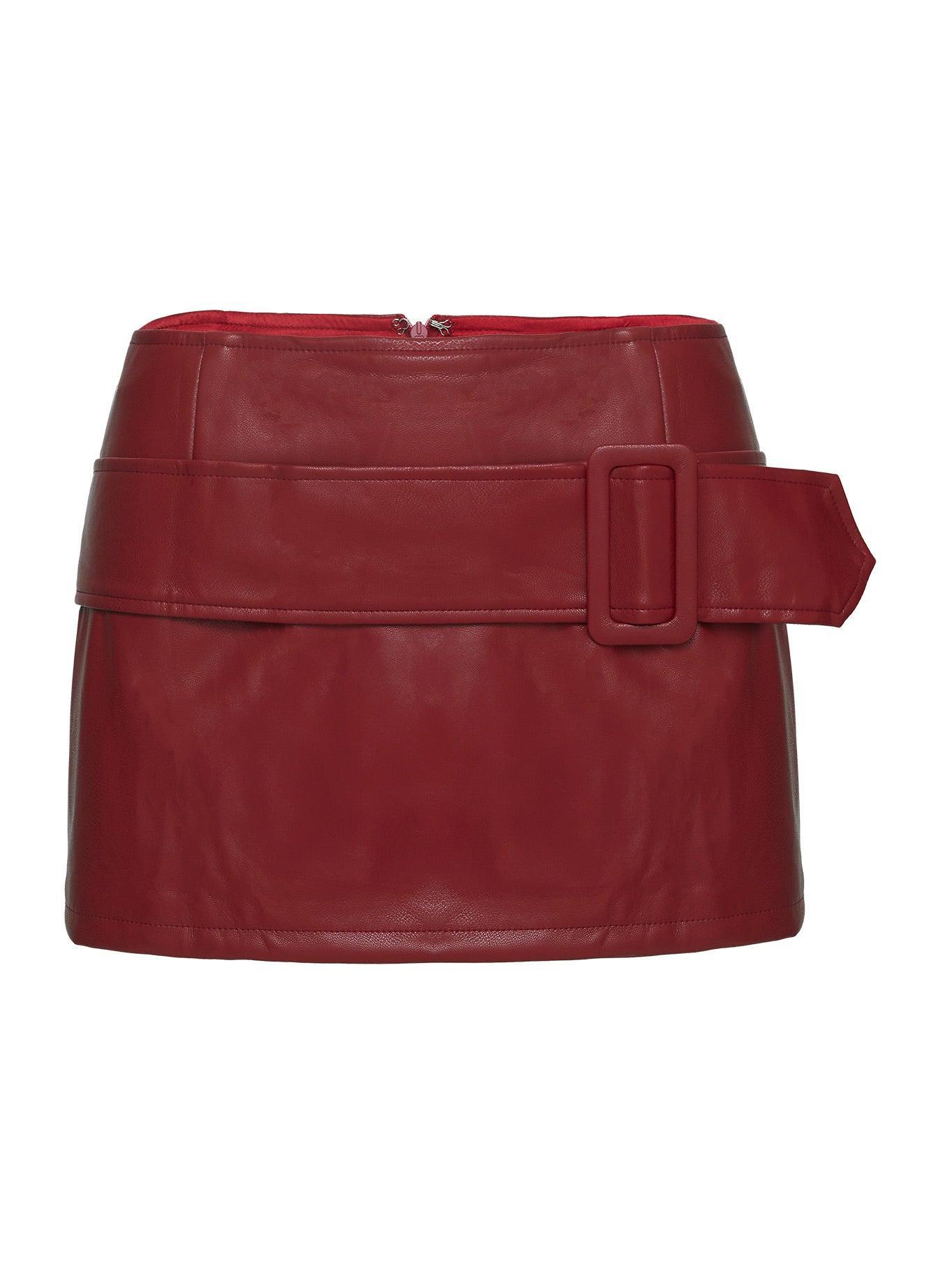 Luste Buckle Mini Skirt Red Product Image