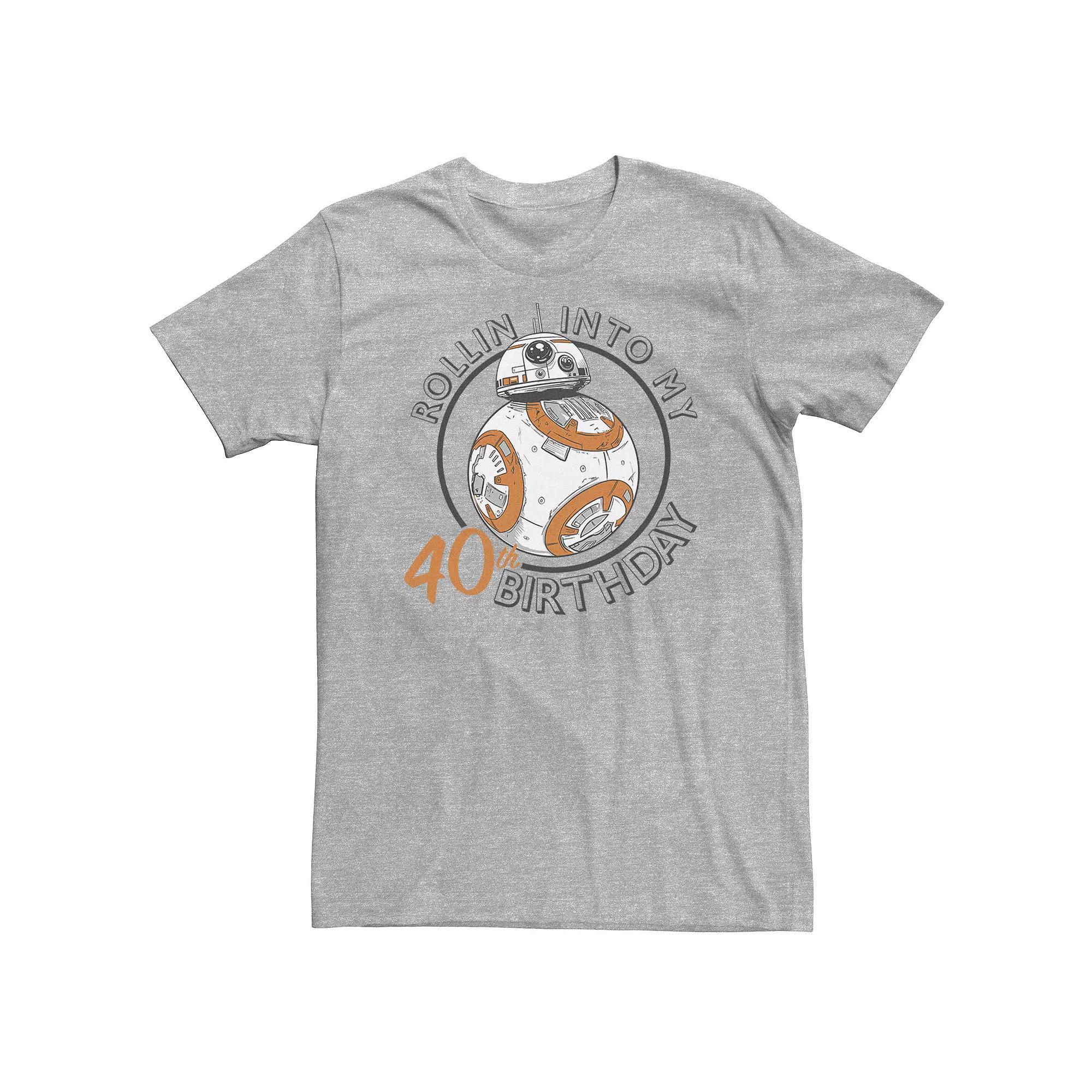 Big & Tall Star Wars BB-8 Rollin Into My 40th Birthday Tee, Men's, Size: 3XL, Athletic Grey Product Image