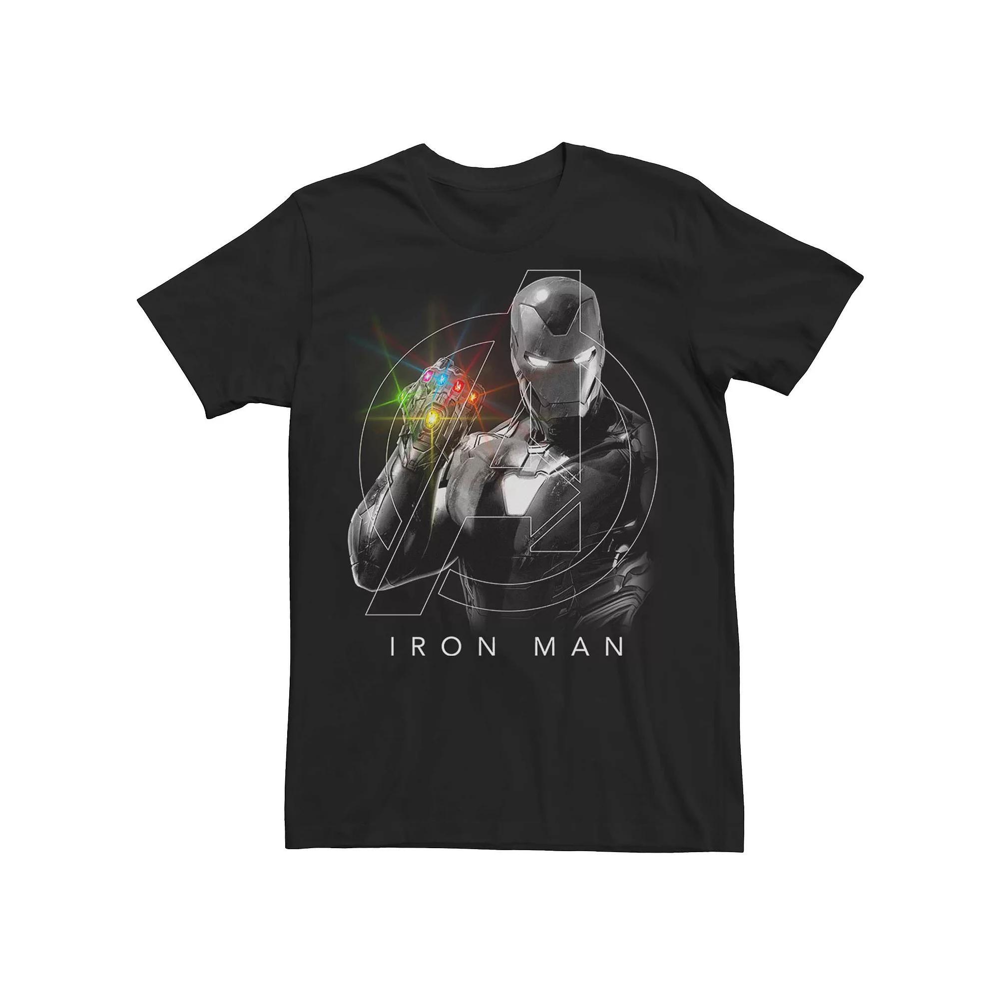 Men's Marvel "Avengers: Endgame" Iron Man Infinity Gauntlet Poster Tee, Size: Large, Black Product Image