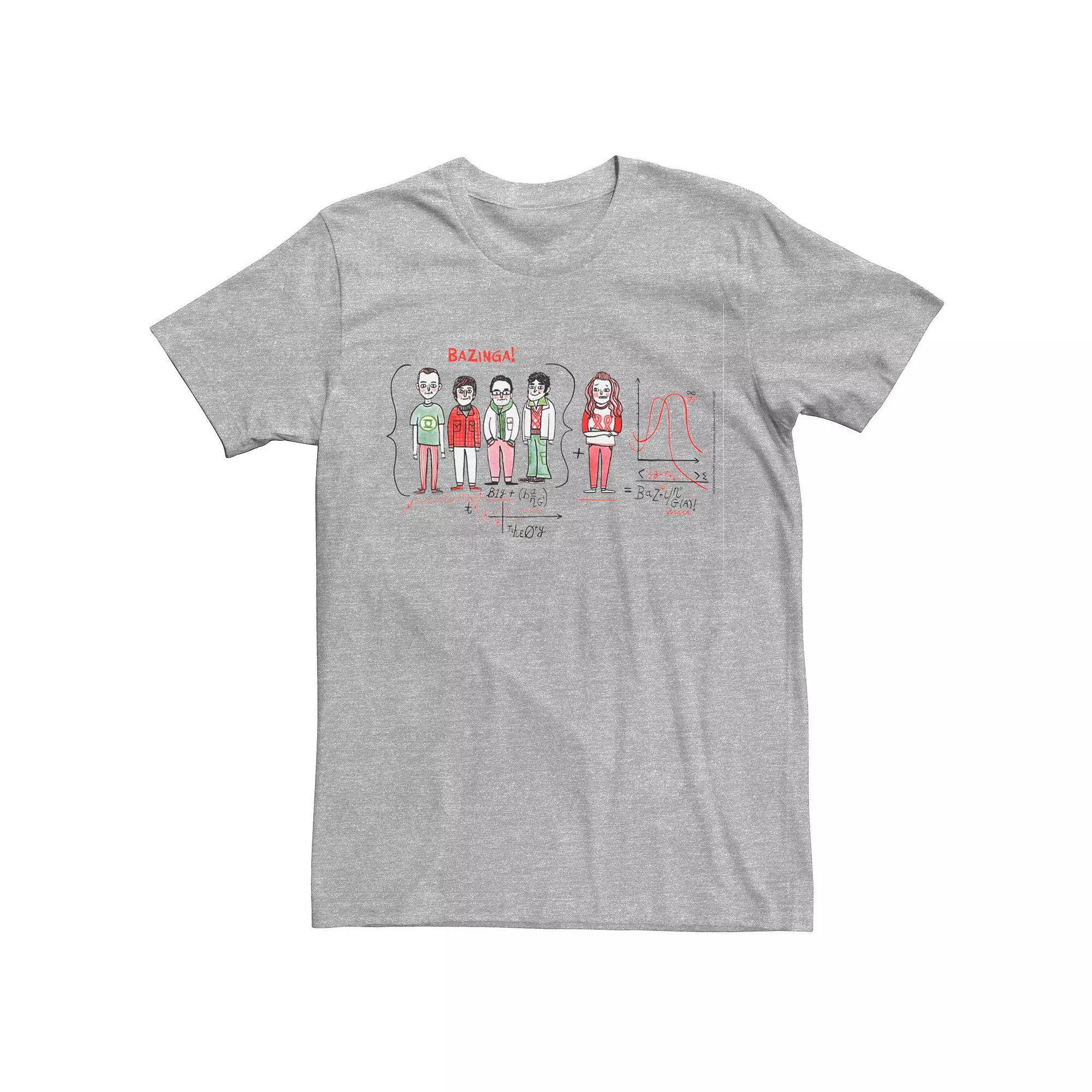 Men's The Big Bang Theory Group Shot Equation Sketches Tee, Size: Small, Athletic Grey Product Image