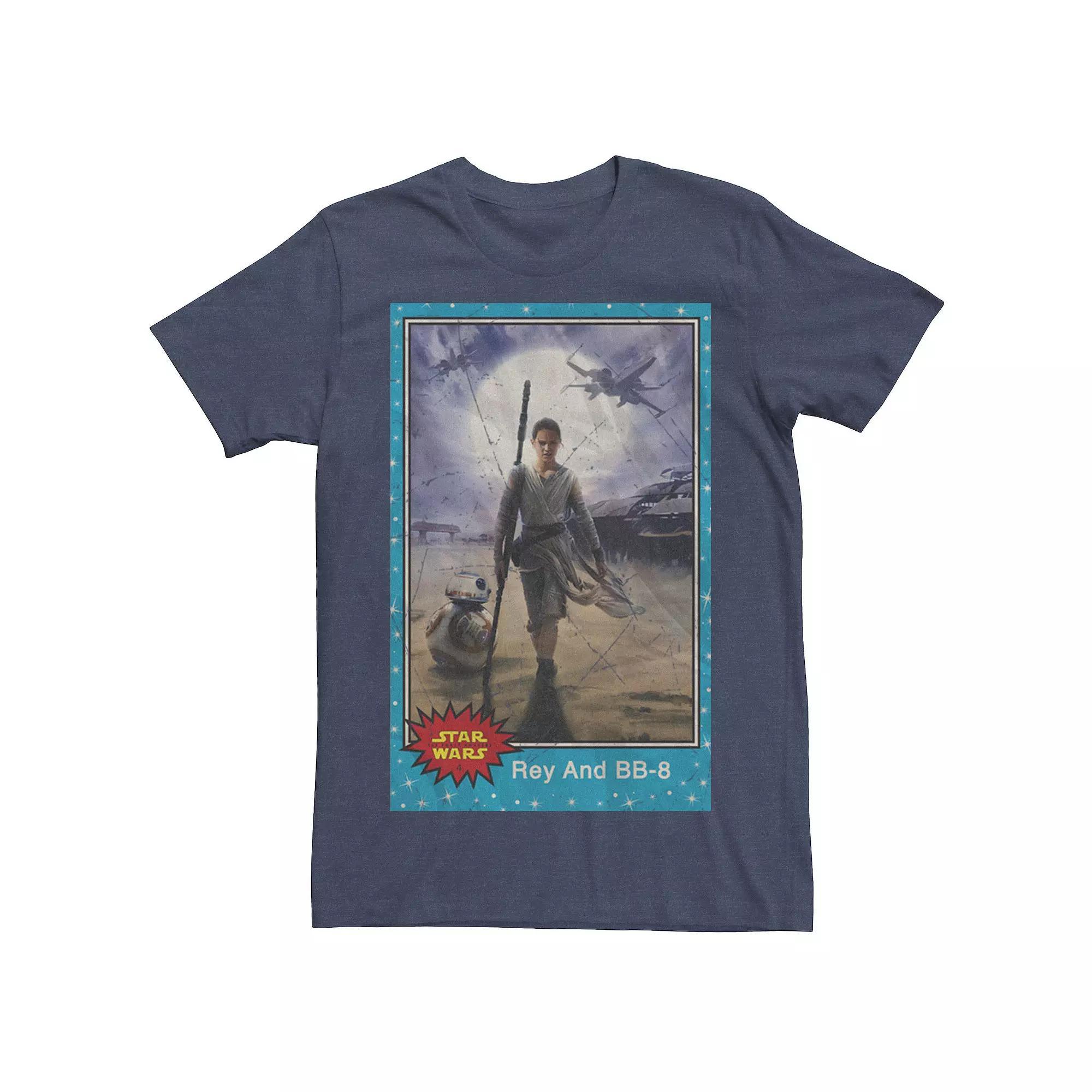Men's Star Wars Rey & BB-8 Action Portrait Poster Tee, Size: XXL, Navy Grey Product Image
