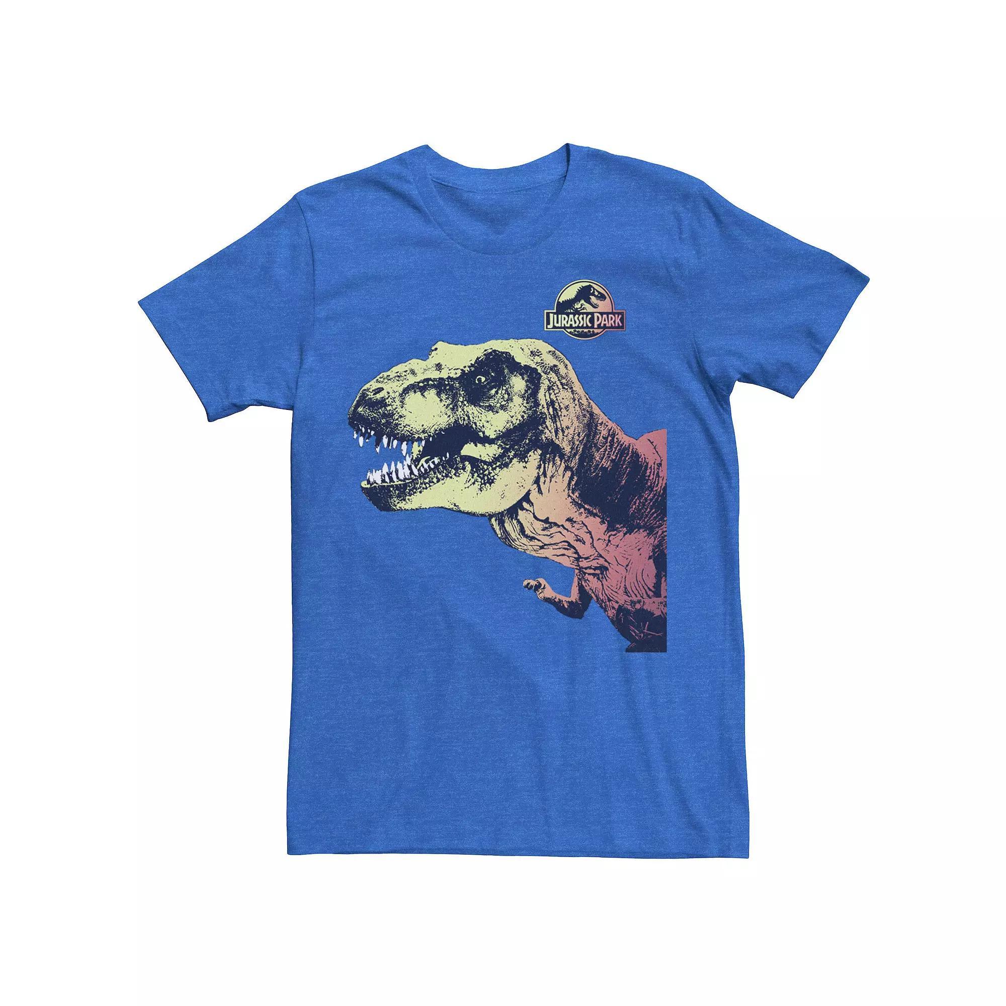 Men's Jurassic Park T-Rex Sunset Color Fil In Graphic Tee, Size: Medium, Athletic Grey Product Image