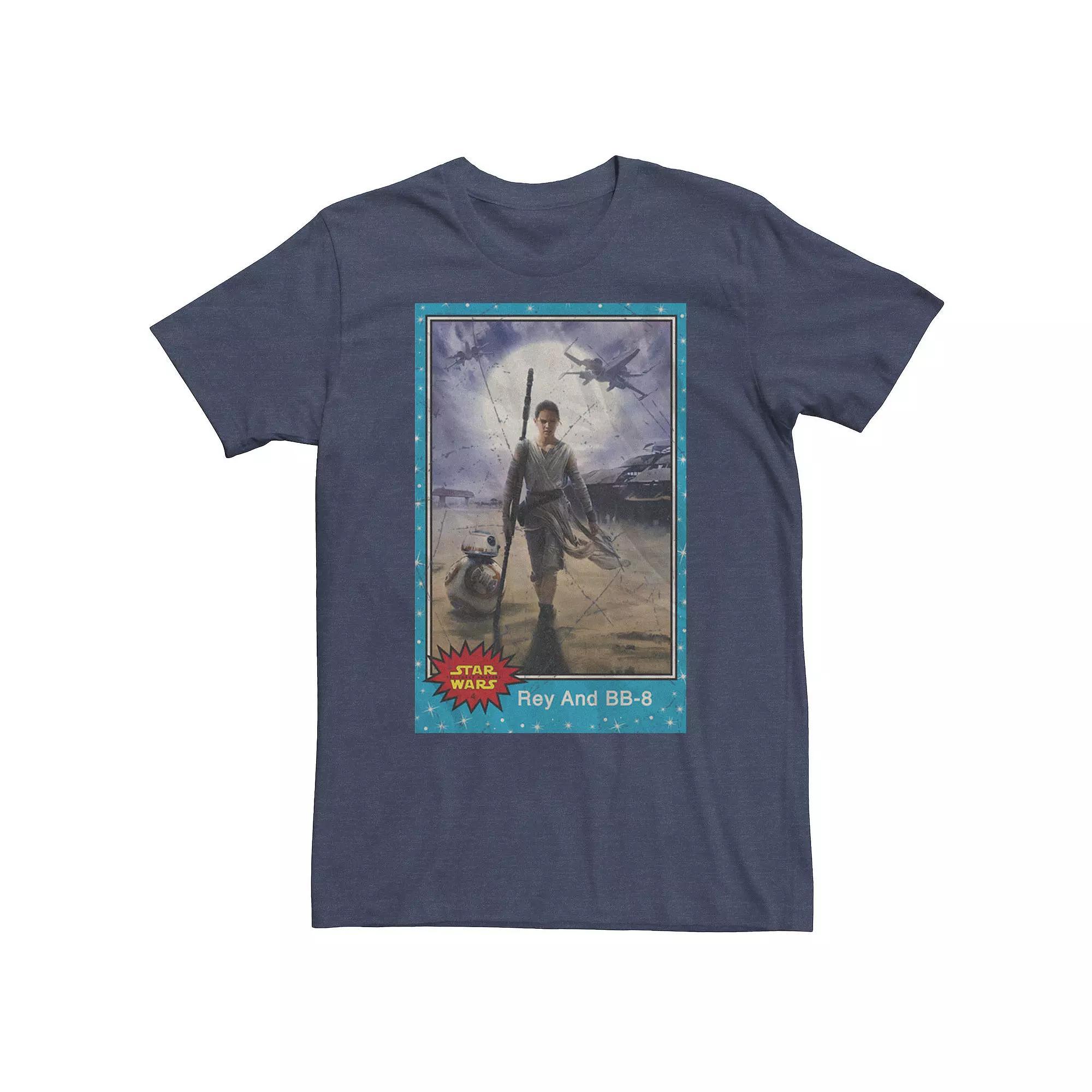 Big & Tall Star Wars Rey And BB-8 Action Portrait Poster Tee, Men's, Size: 3XL, Navy Grey Product Image