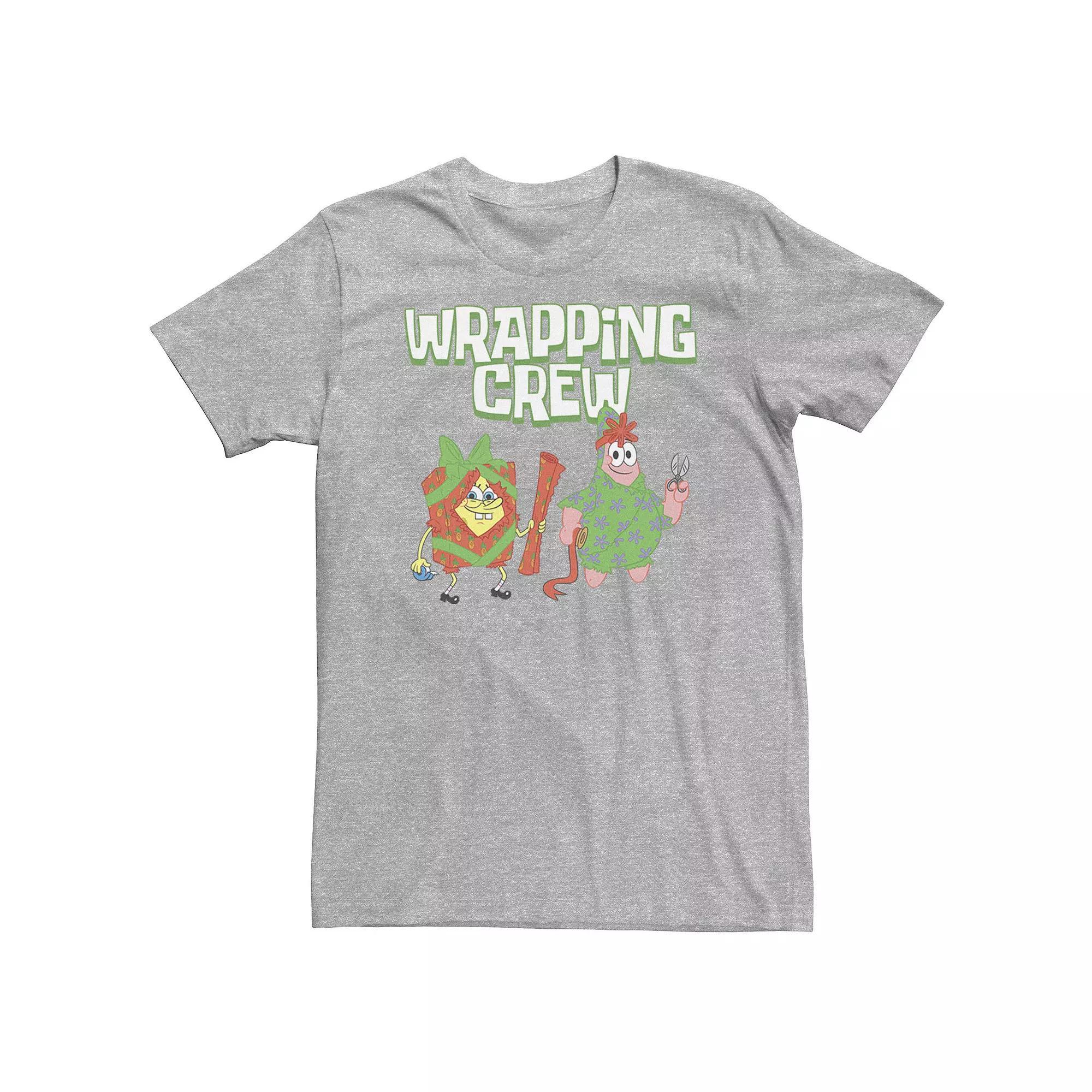 Big & Tall Nickelodeon SpongeBob SquarePants Patrick Warpping Crew Christmas Tee, Men's, Size: 3XL Tall, Athletic Grey Product Image