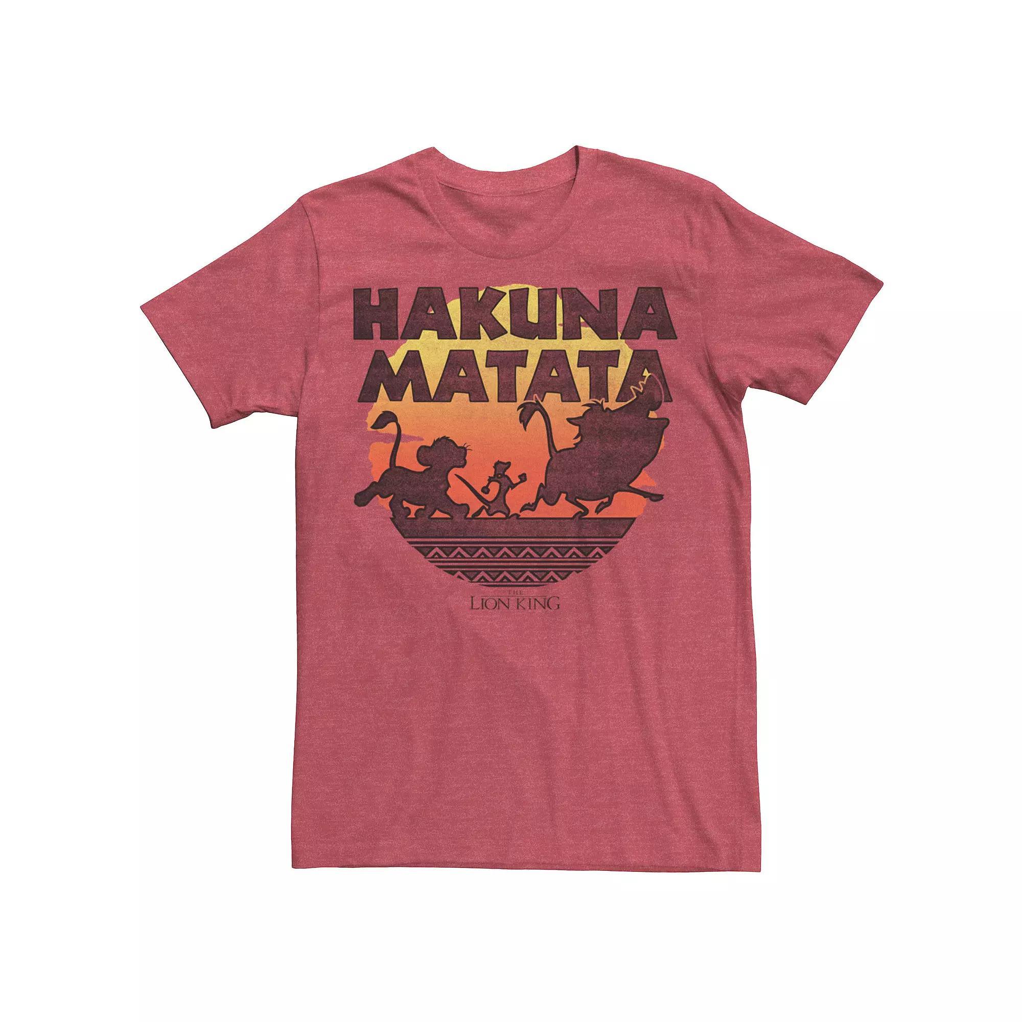 Men's Disney The Lion King Hakuna Matata Sunset Silhouette Poster Tee, Size: Large, Red Grey Product Image