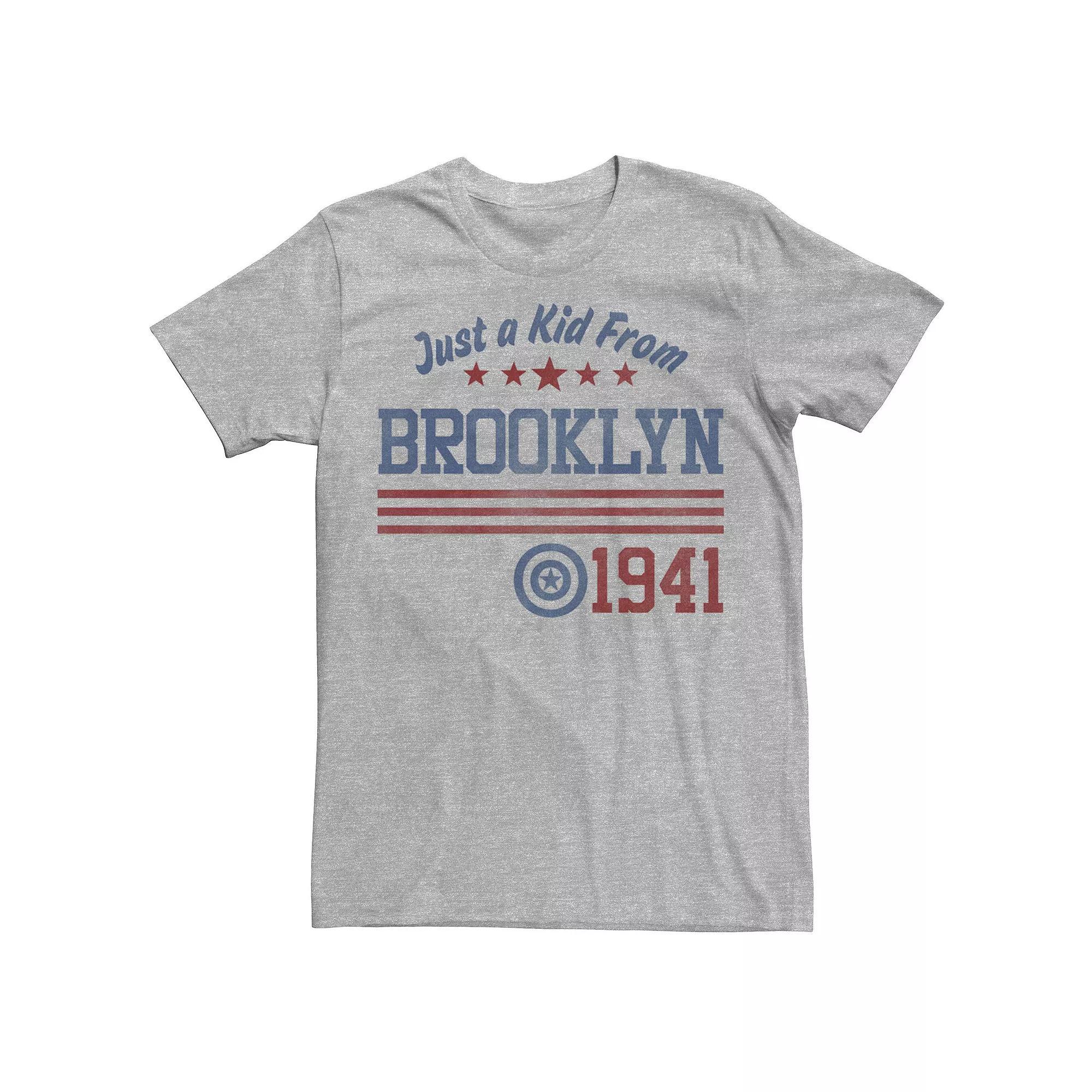 Mens Marvel Captain America Kid From Brooklyn Collegiate Tee Athletic Grey Product Image