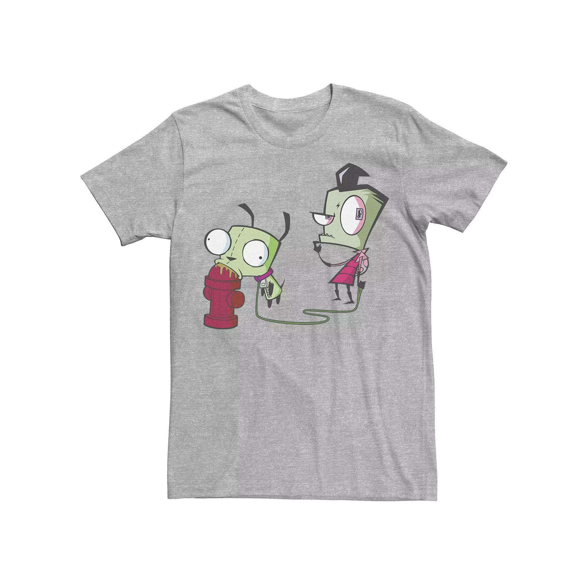 Mens Nickelodeon Invader Zim Walking Gir Fire Hydrant Portrait Graphic Tee Kelly Grey Product Image