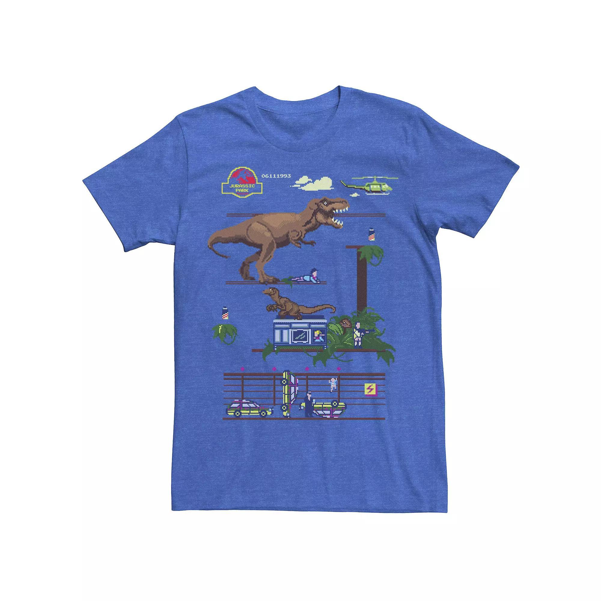 Men's Jurassic Park Digital Video Game Scene Graphic Tee, Size: Large, Silver Product Image