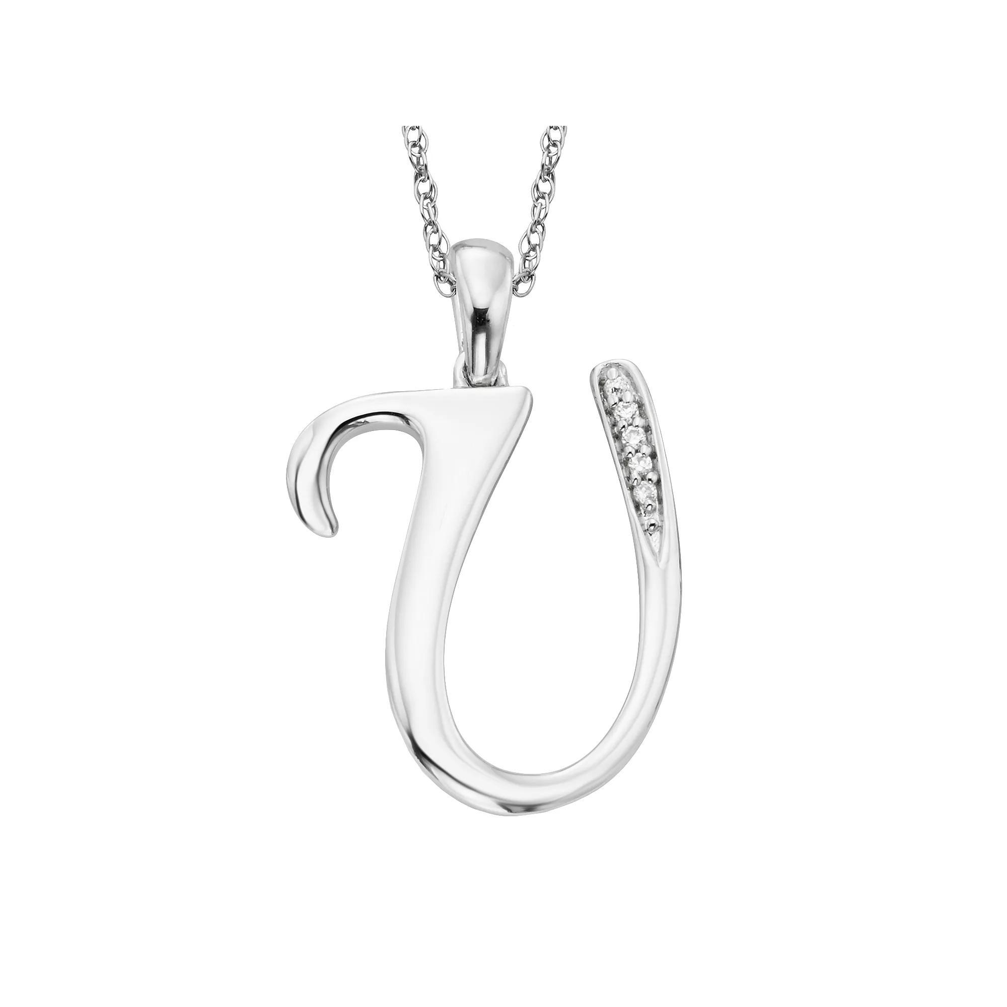 Sterling Silver Diamond Accent Initial Pendant, Womens Product Image