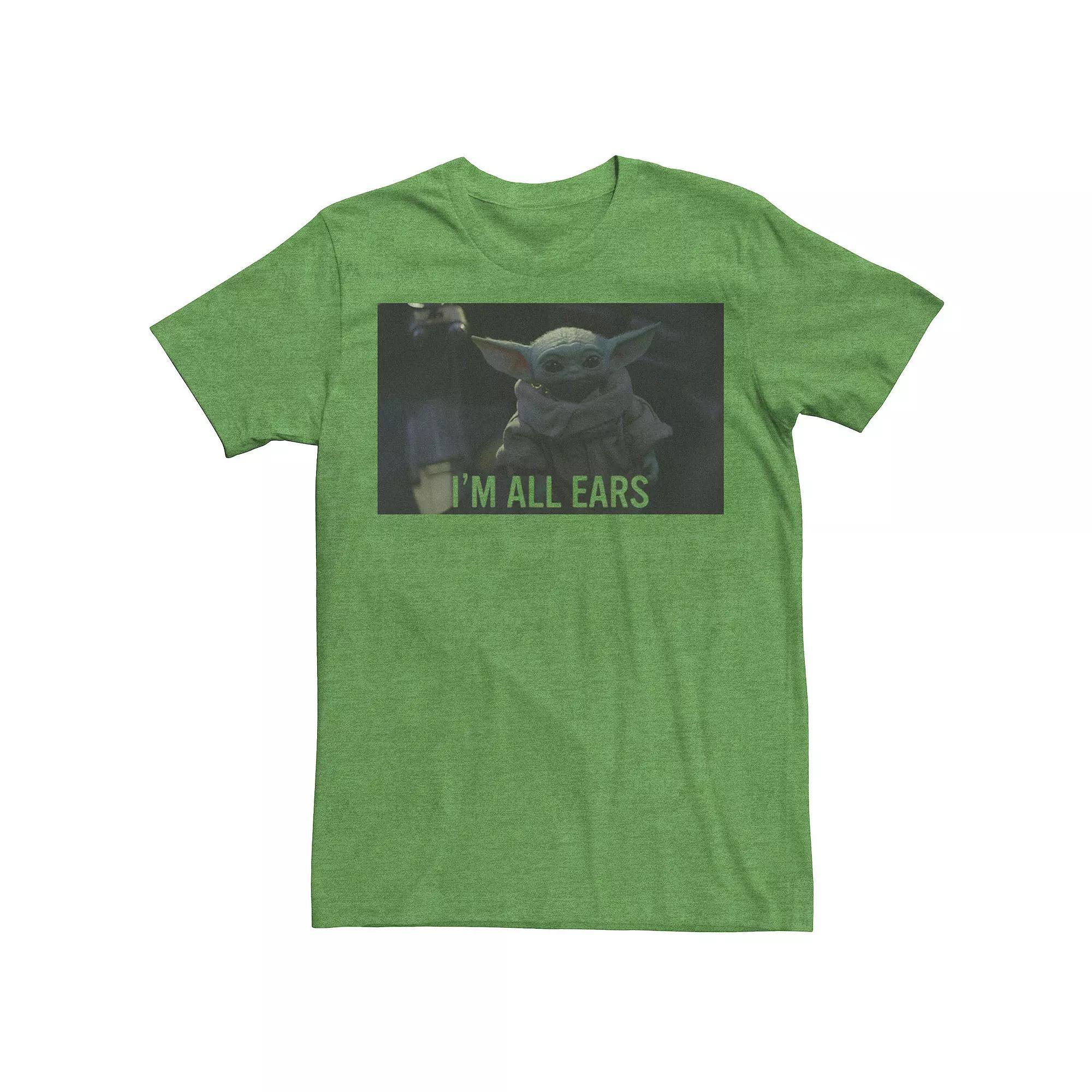 Men's Star Wars The Mandalorian The Child I'm All Ears Portrait Tee, Size: Small, Kelly Grey Product Image