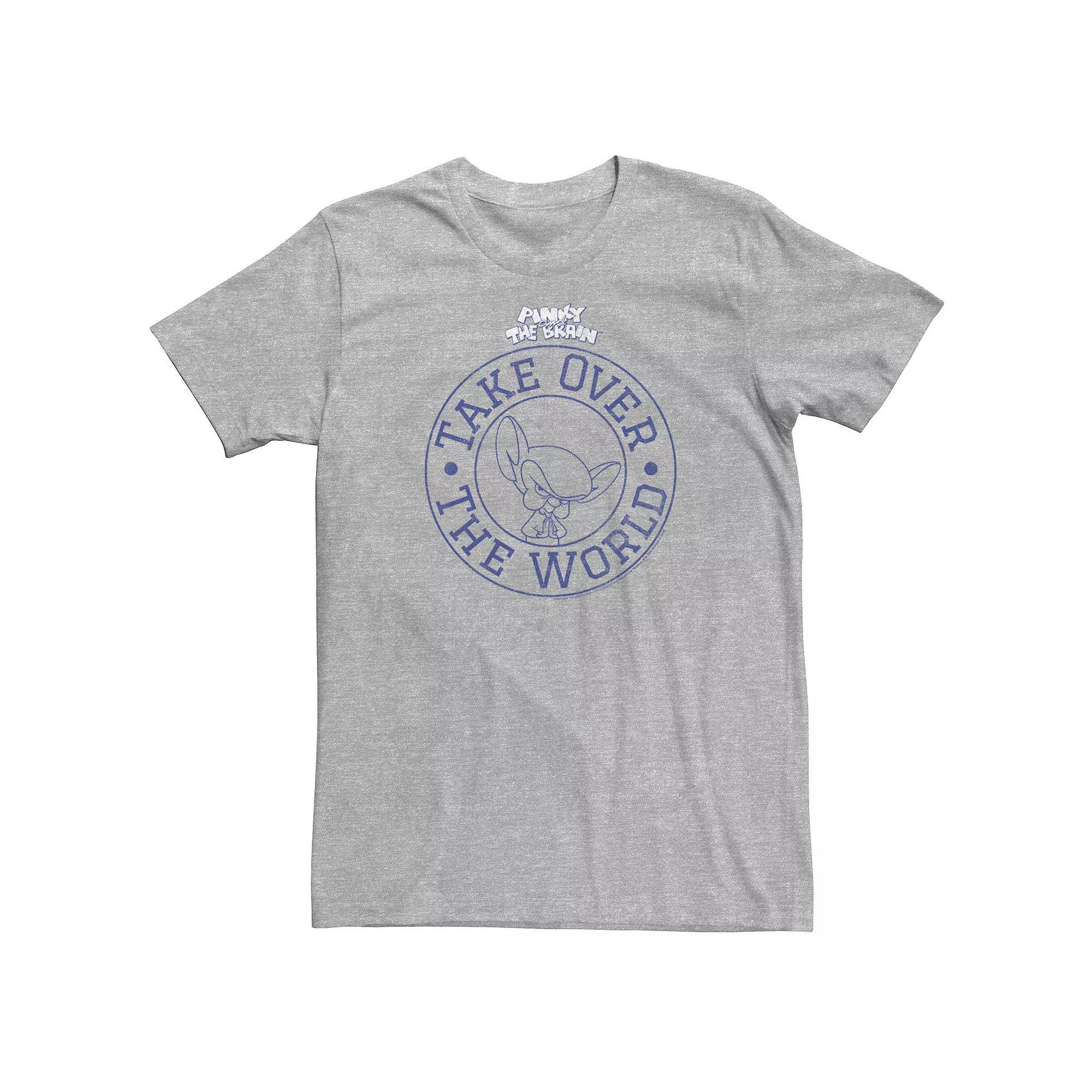 Big & Tall Pinky And The Brain Take Over The World Logo Tee, Men's, Size: 3XL Tall, Athletic Grey Product Image