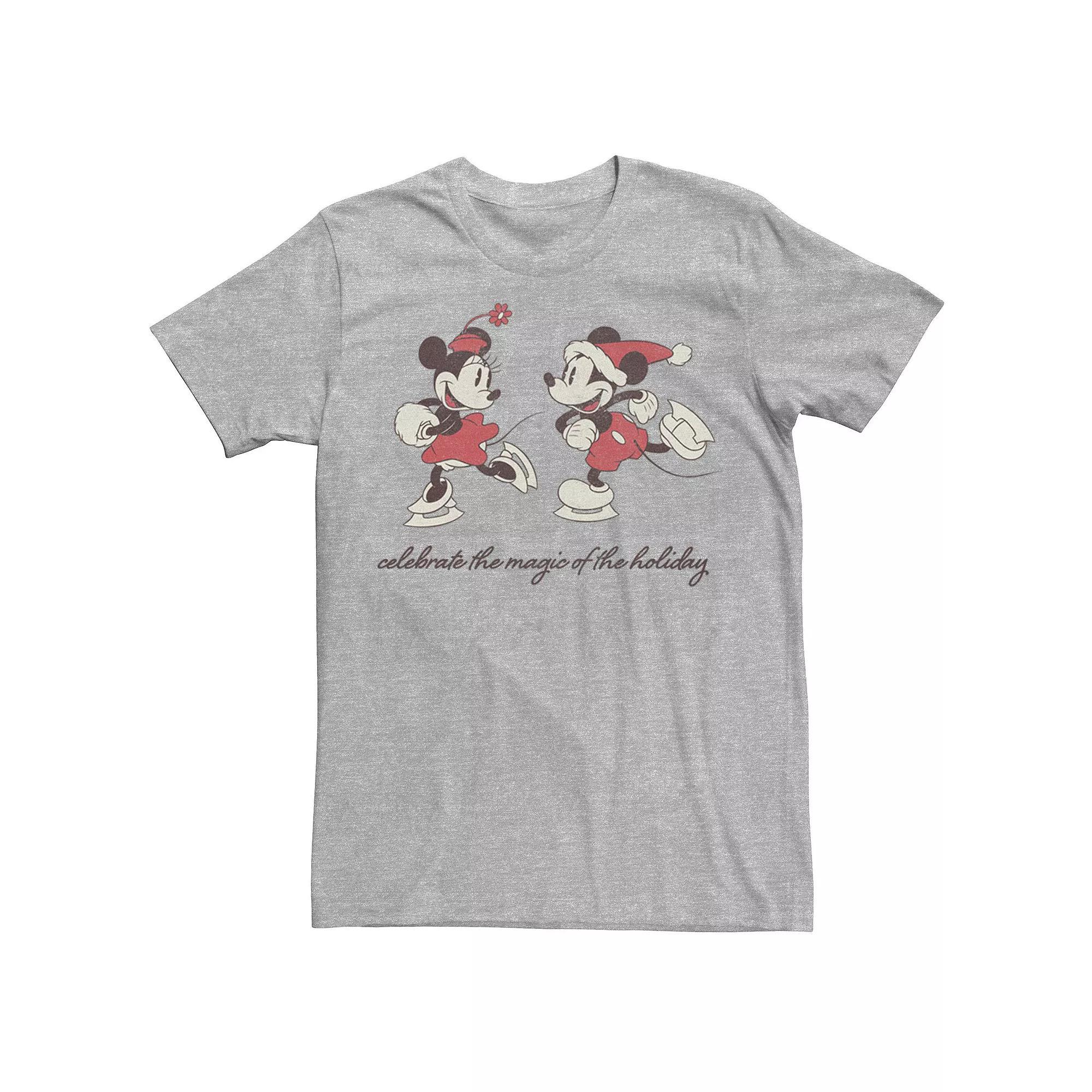 Disney's Mickey And Minnie The Magic Of The Holiday Christmas Men's Tee, Size: Large, Athletic Grey Product Image