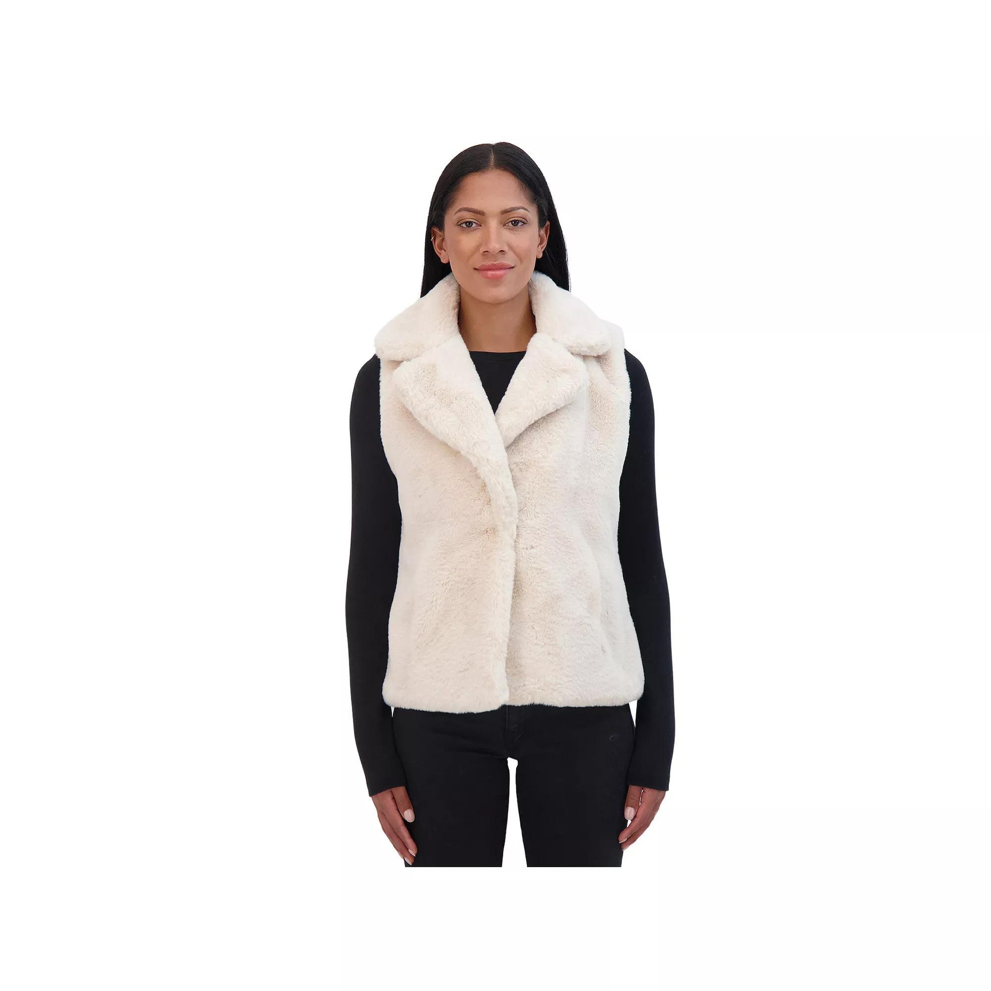 Women's Sebby Collection Faux Fur Snap Front Vest, Size: Small, Black Product Image