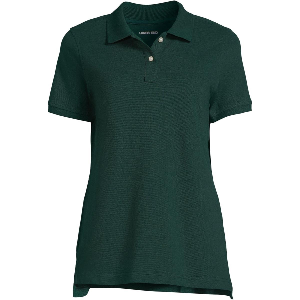 Womens Lands End School Uniform Short Sleeve Mesh Polo Shirt Classic Blue Product Image