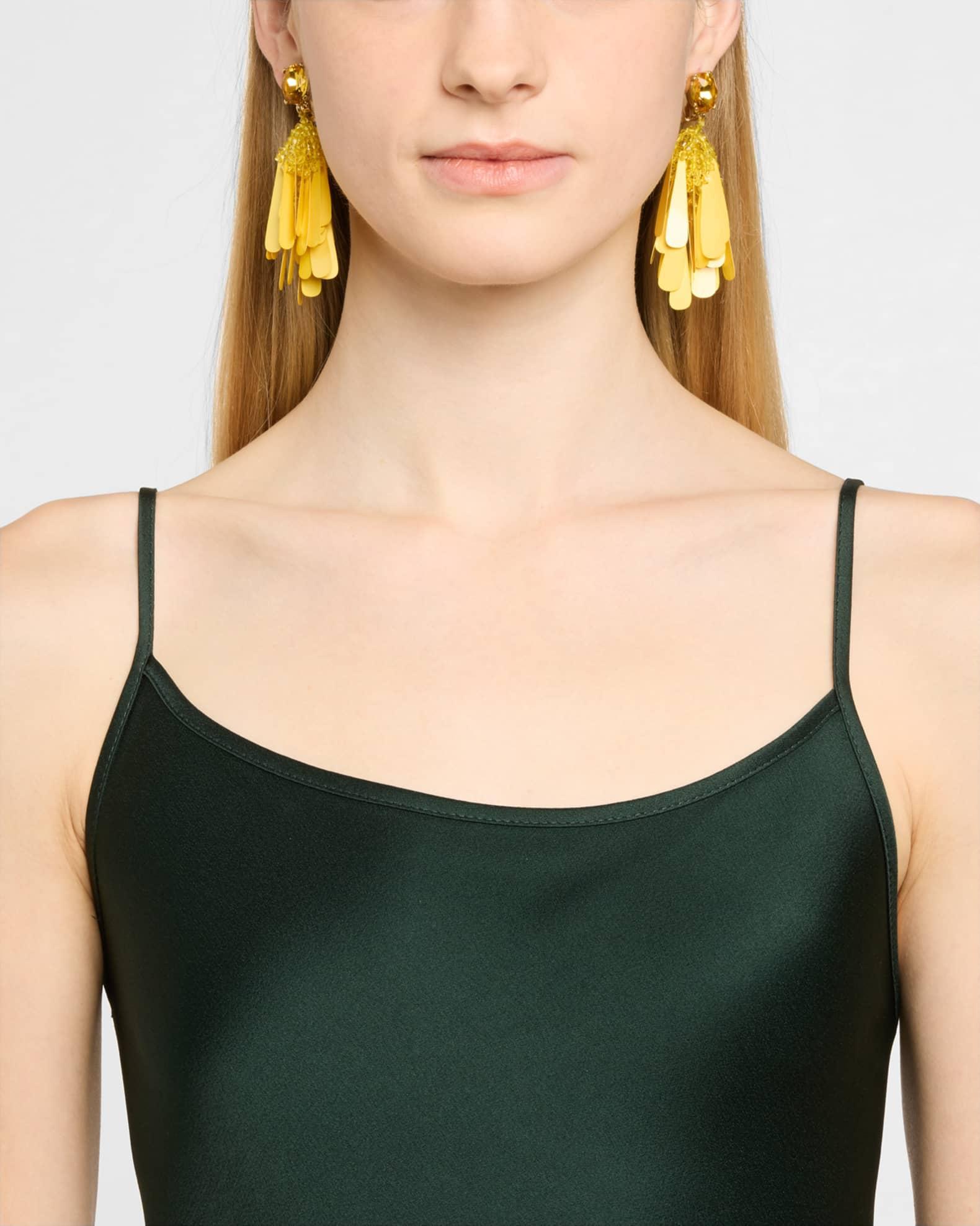 Long Sequined Clip-On Earrings Product Image