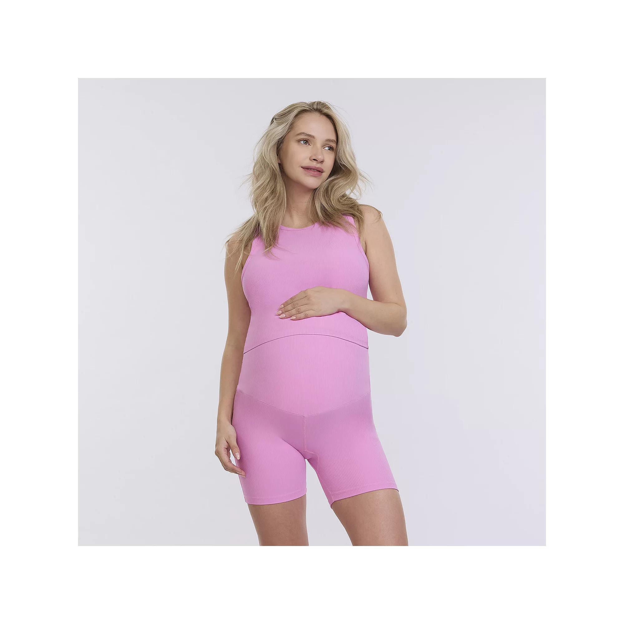 Maternity Motherhood® Cropped Racerback Tank Top, Women's, Size: Large-Mat, Cyclamen Product Image
