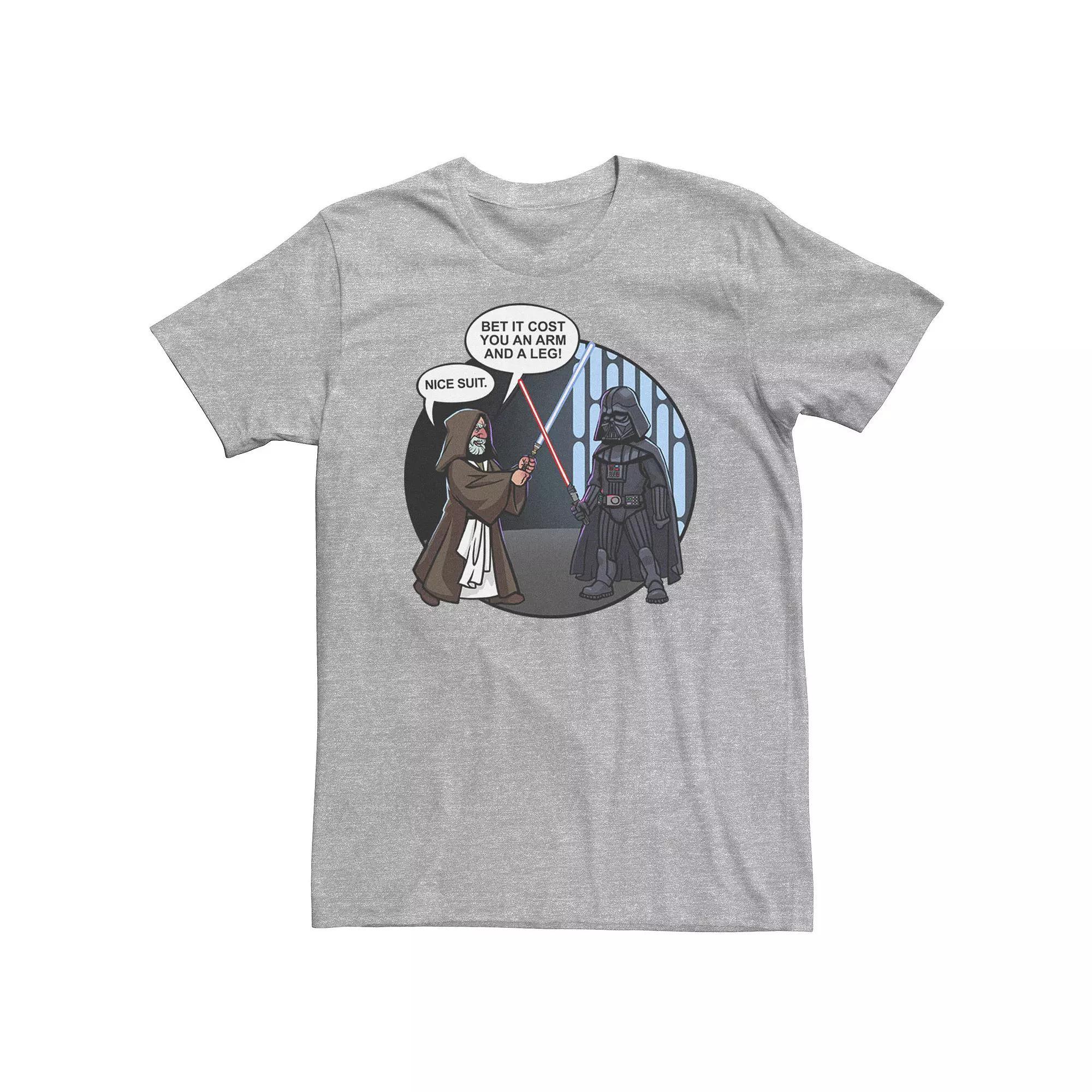Big & Tall Star Wars Darth Vader & Obi-Wan Kenobi Nice Suit Text Tee, Men's, Size: Large Tall, Athletic Grey Product Image