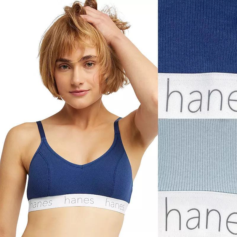 Hanes Originals Ultimate 2-Pack Stretch Cotton Triangle Bralette DHO101, Women's, Size: Small, White Buffalo Product Image