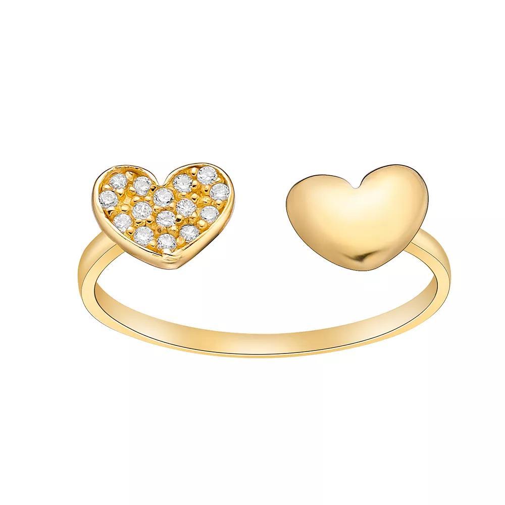 Lila Moon 10k Gold Cubic Zirconia Double Heart Adjustable Toe Ring, Women's, Yellow Product Image