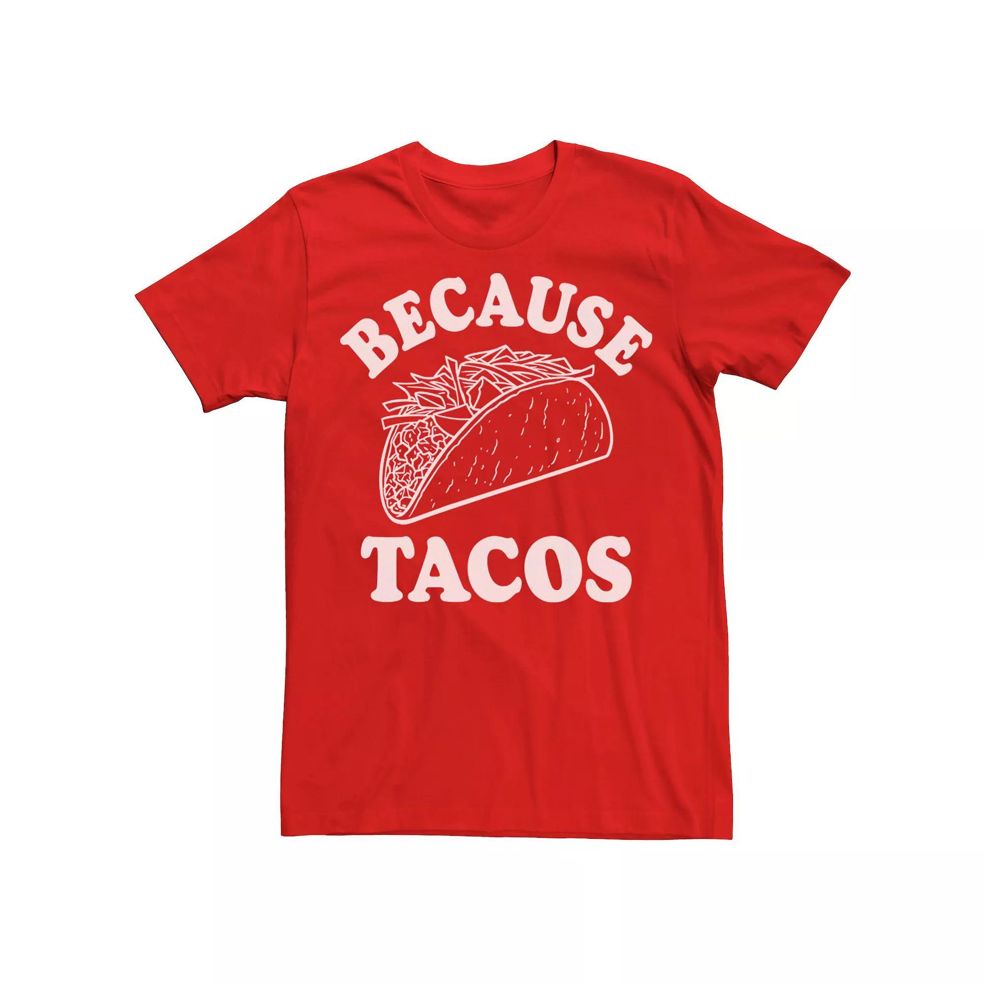 Men's Because Tacos Retro Text Funny Tee, Size: Medium, Red Product Image