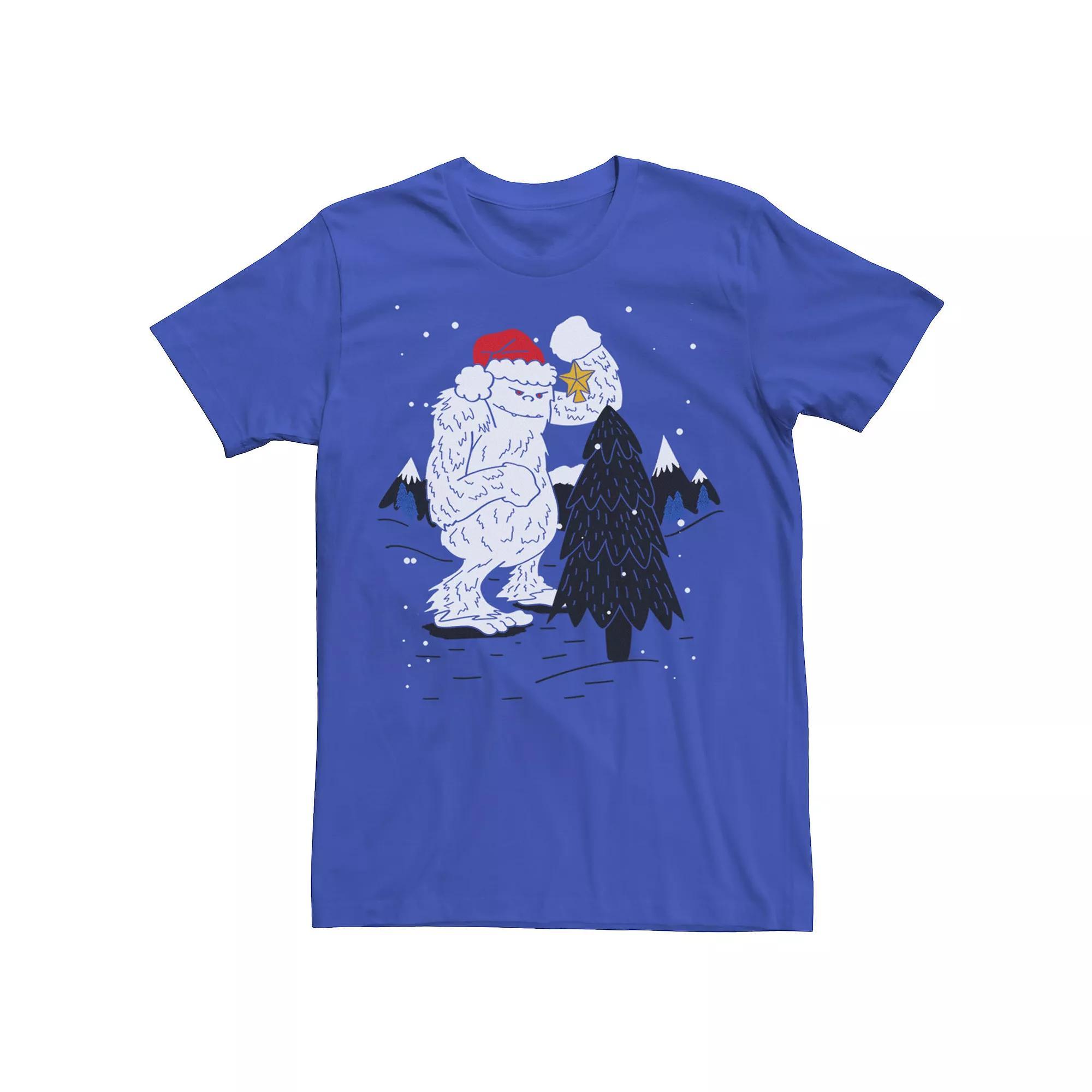 Men's Yeti Christmas Tree Star Ornament Snow Tee, Size: Small, Royal Product Image