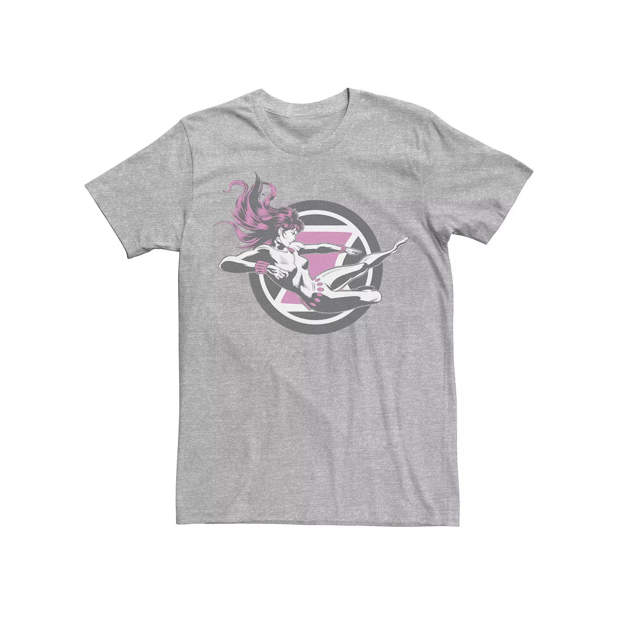Men's Marvel Black Widow Flying Kick Tee, Size: Large, Athletic Grey Product Image