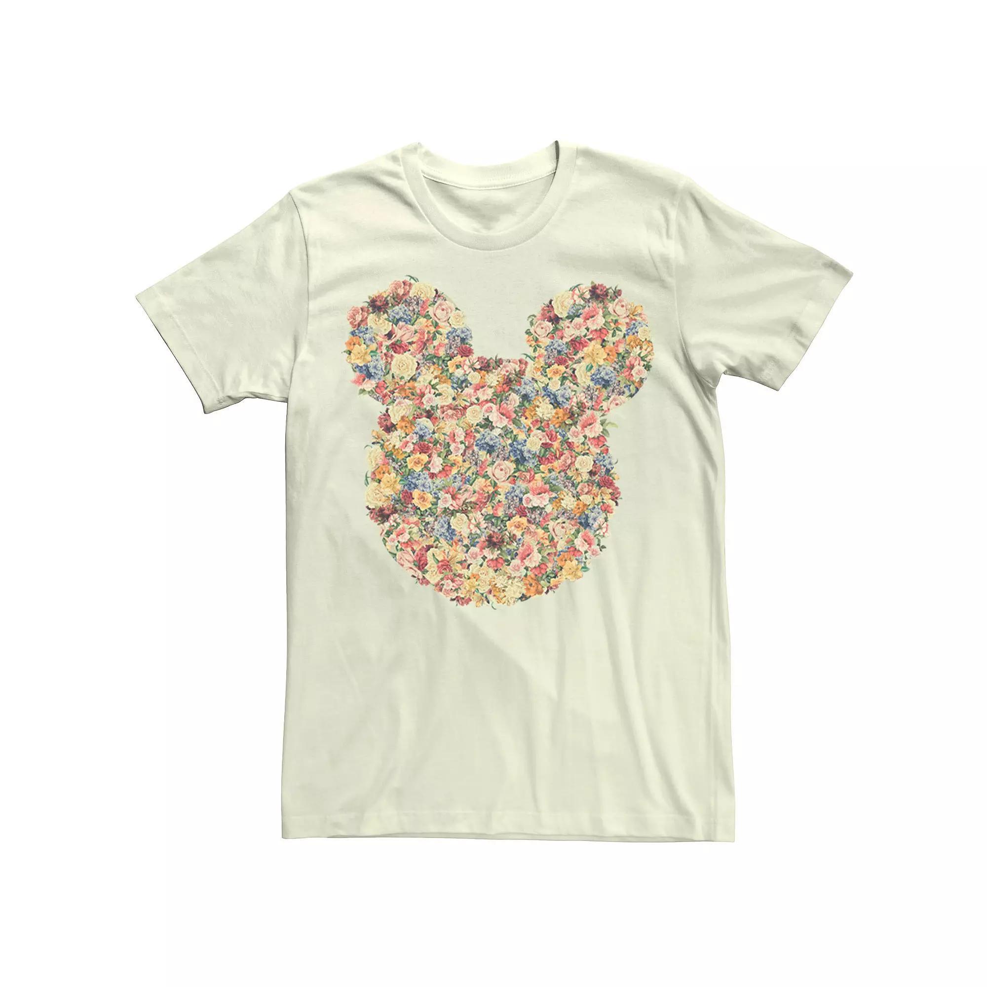 Disney's Mickey And Friends Mickey Mouse Men's Floral Fill Tee, Size: 3XL, Natural Product Image