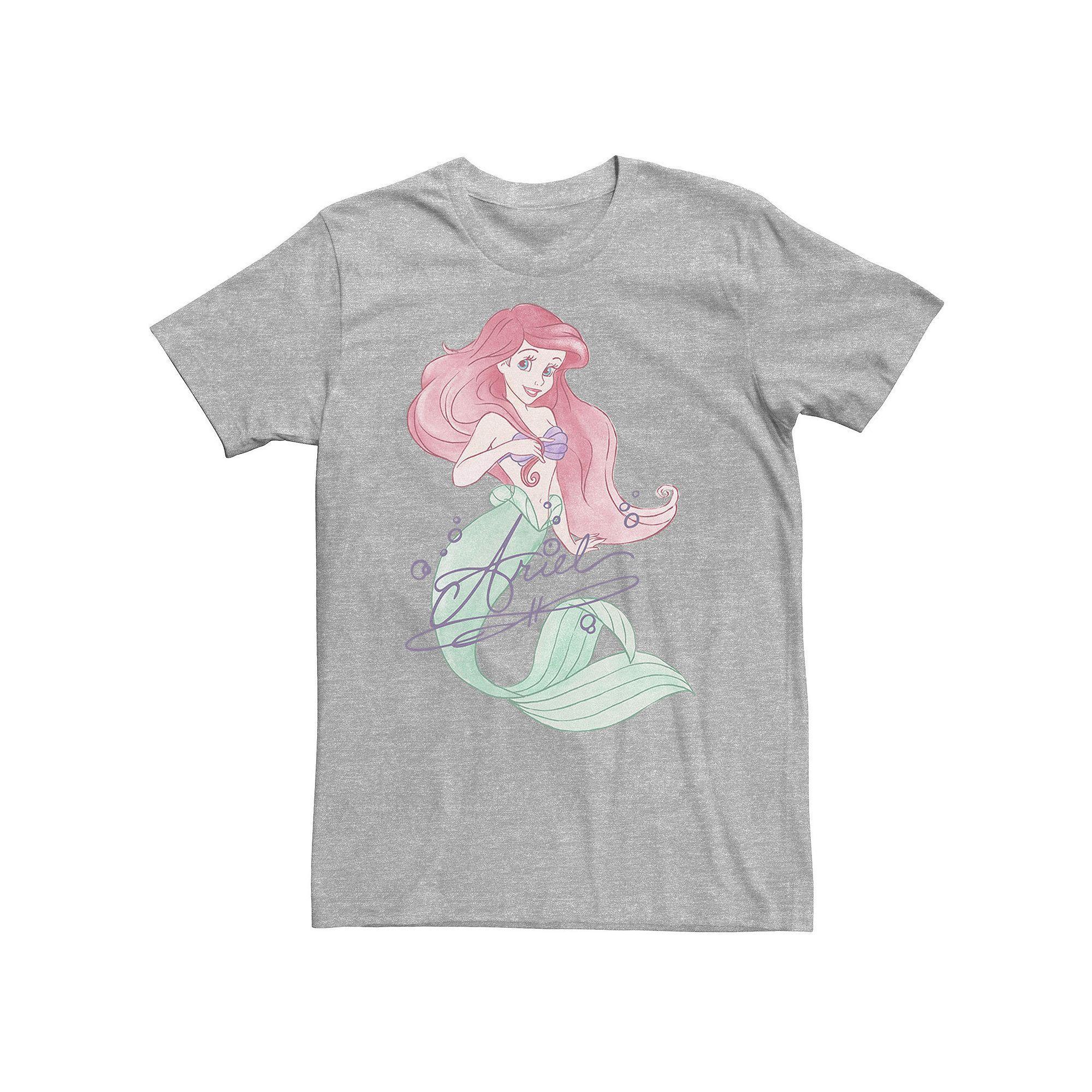 Big & Tall Disney The Little Mermaid Ariel Signed Portrait Tee, Men's, Size: Large Tall, Athletic Grey Product Image