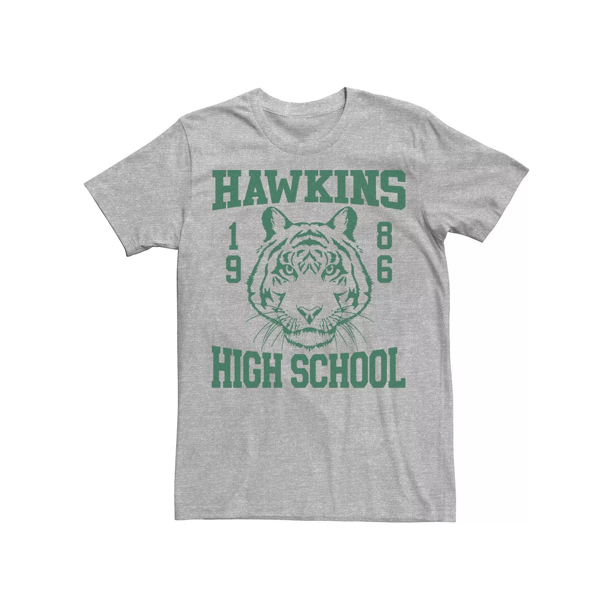 Men's Netflix Stranger Things Tiger Hawkins High School 1986 Tee, Size: Small, Athletic Grey Product Image