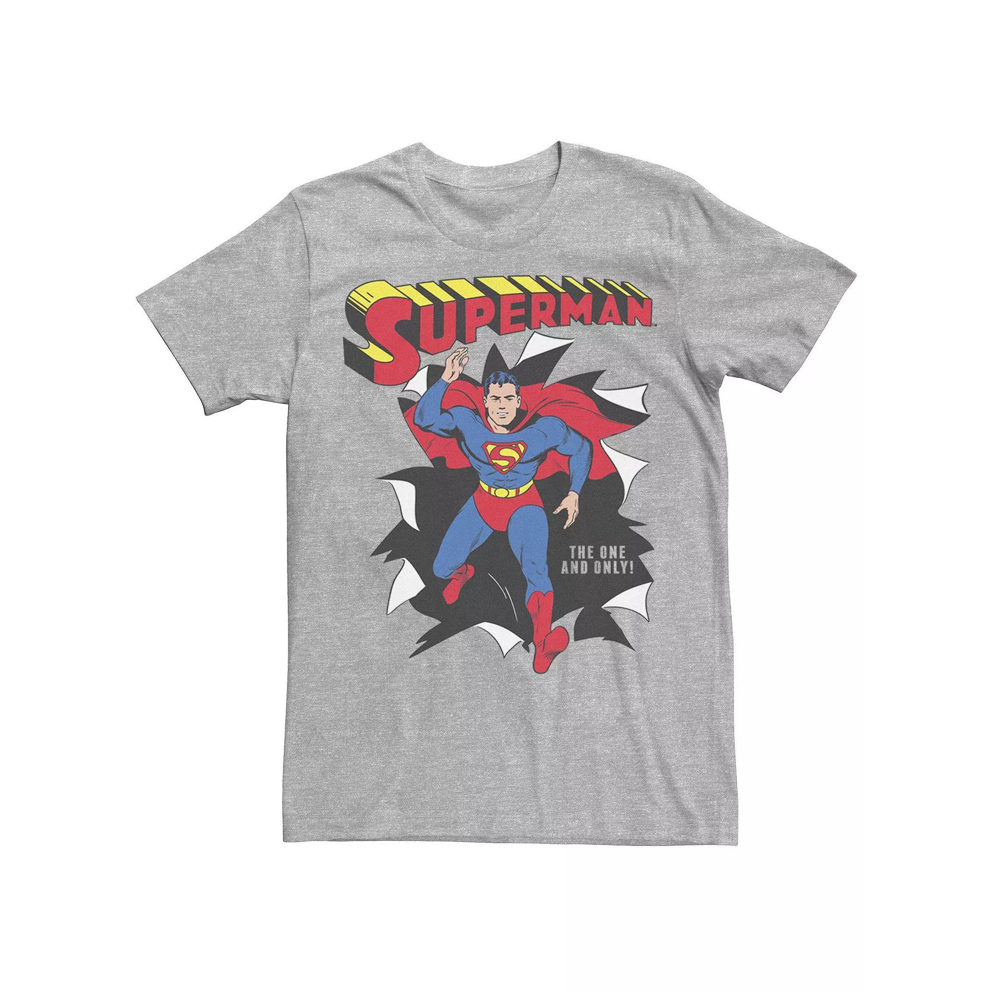 Men's DC Comics Superman Through Wall Poster Graphic Tee, Size: Large, Athletic Grey Product Image