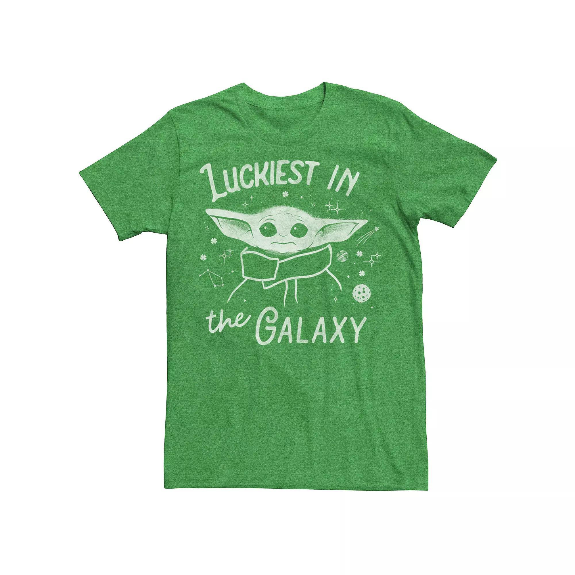Men's Star Wars The Mandalorian The Child Luckiest In The Galaxy Tee, Size: XL, Kelly Grey Product Image