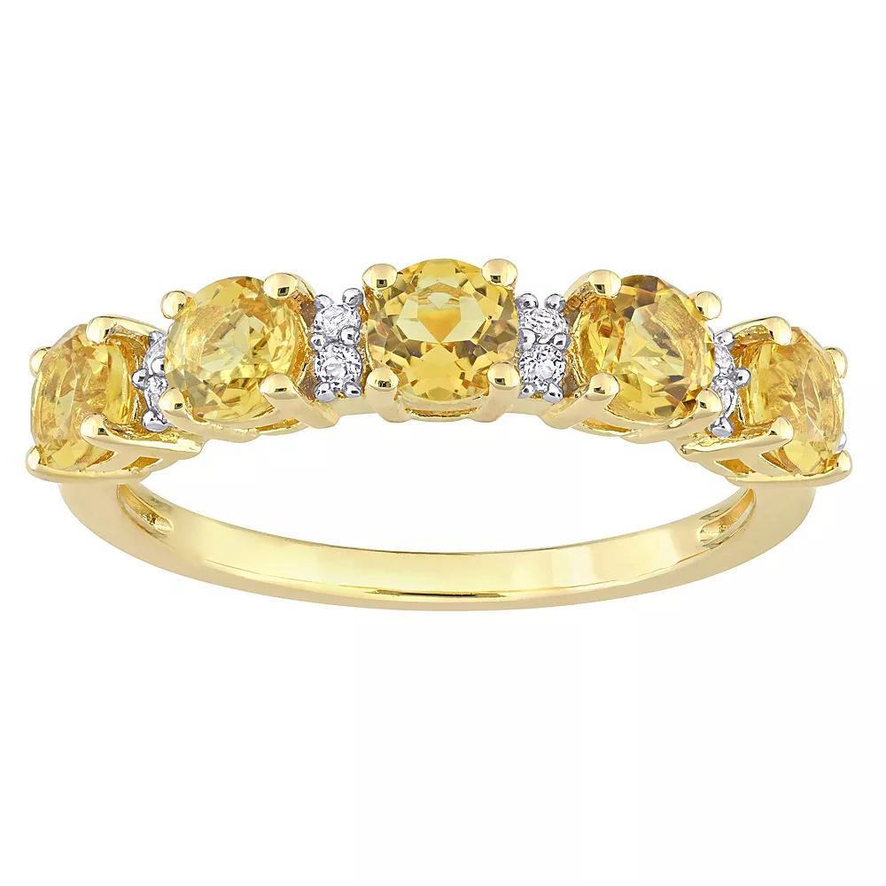 Stella Grace 18k Gold Over Silver Citrine & White Topaz Semi-Eternity Ring, Women's, Size: 7.50, Gold Tone Product Image