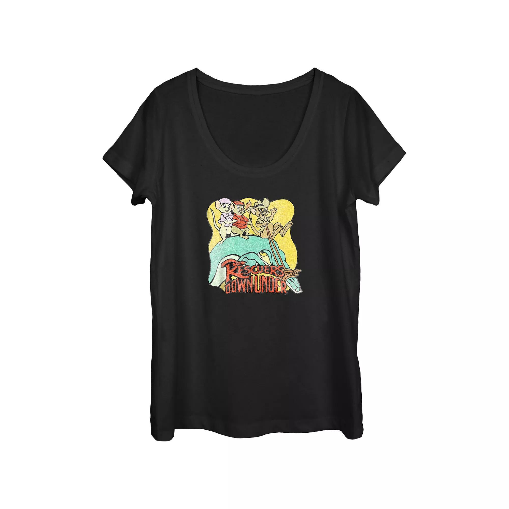 Disney's The Rescuers Down Under Wild Ride Scoop Neck Juniors' Graphic Tee, Women's, Size: Medium, Black Product Image