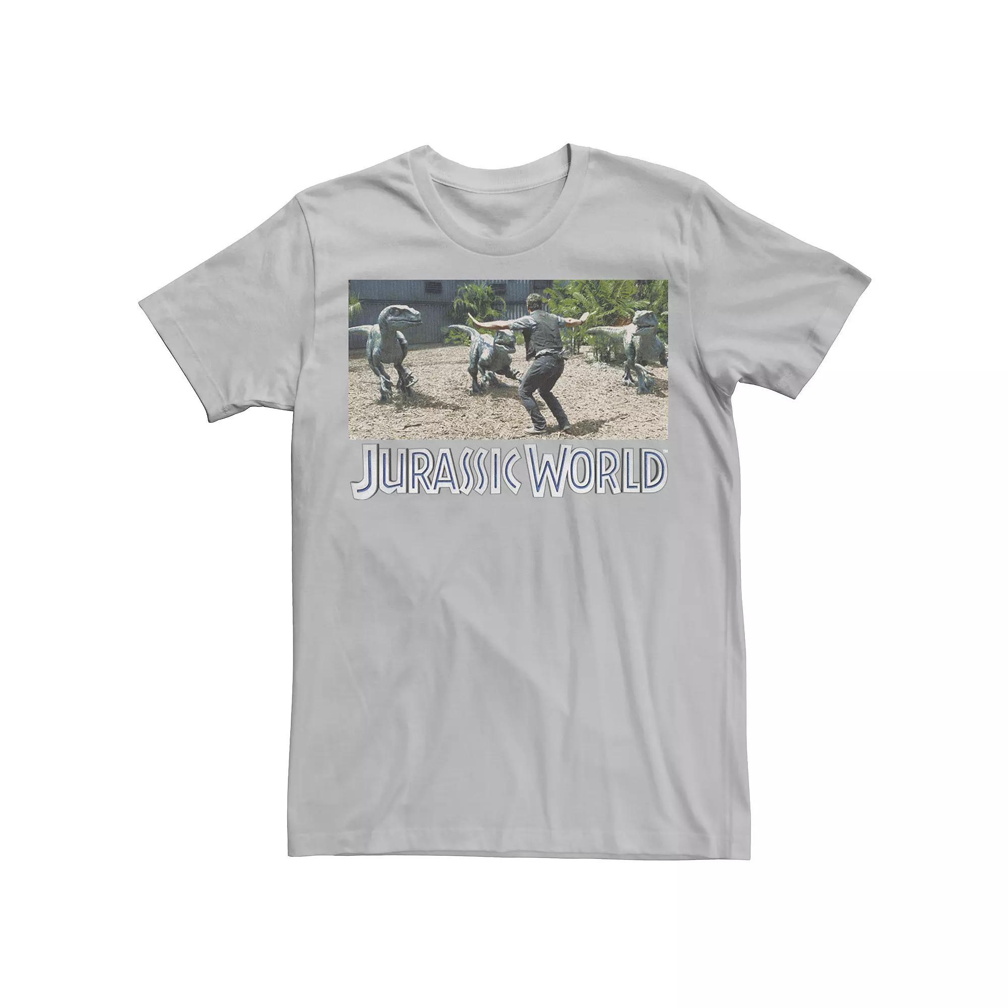 Men's Jurassic World Owen Raptor Pack Trainer Graphic Tee, Size: Small, Silver Product Image
