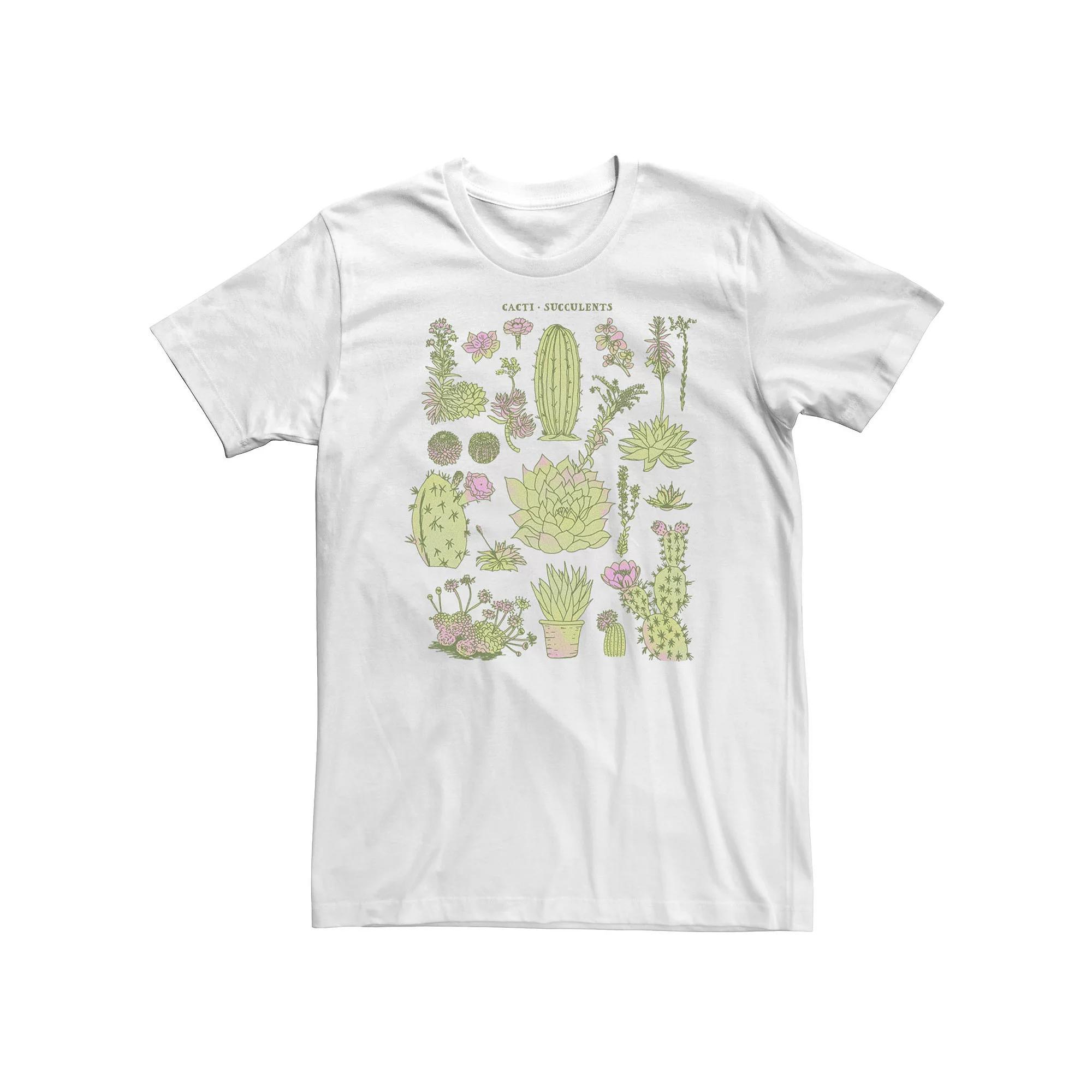 Big & Tall Trendy Sketch Cacti Succulents Collage Tee, Men's, Size: 3XL Tall, White Product Image