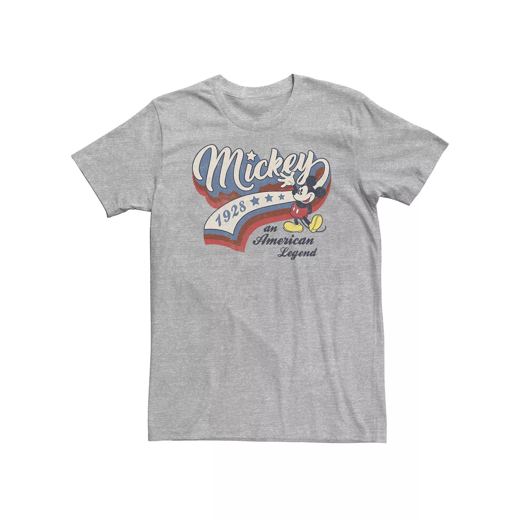 Big & Tall Disney Mickey And Friends Mickey American Legend 1928 Tee, Men's, Size: Large Tall, Athletic Grey Product Image