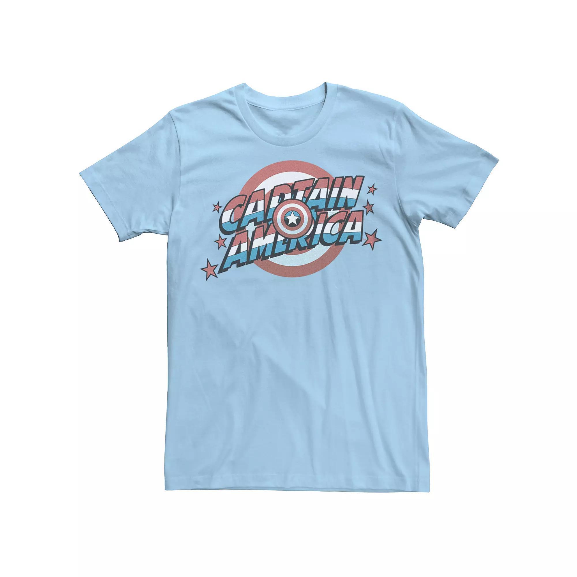 Men's Captain America Patriotic Logo Graphic Tee, Size: Large, Light Blue Product Image