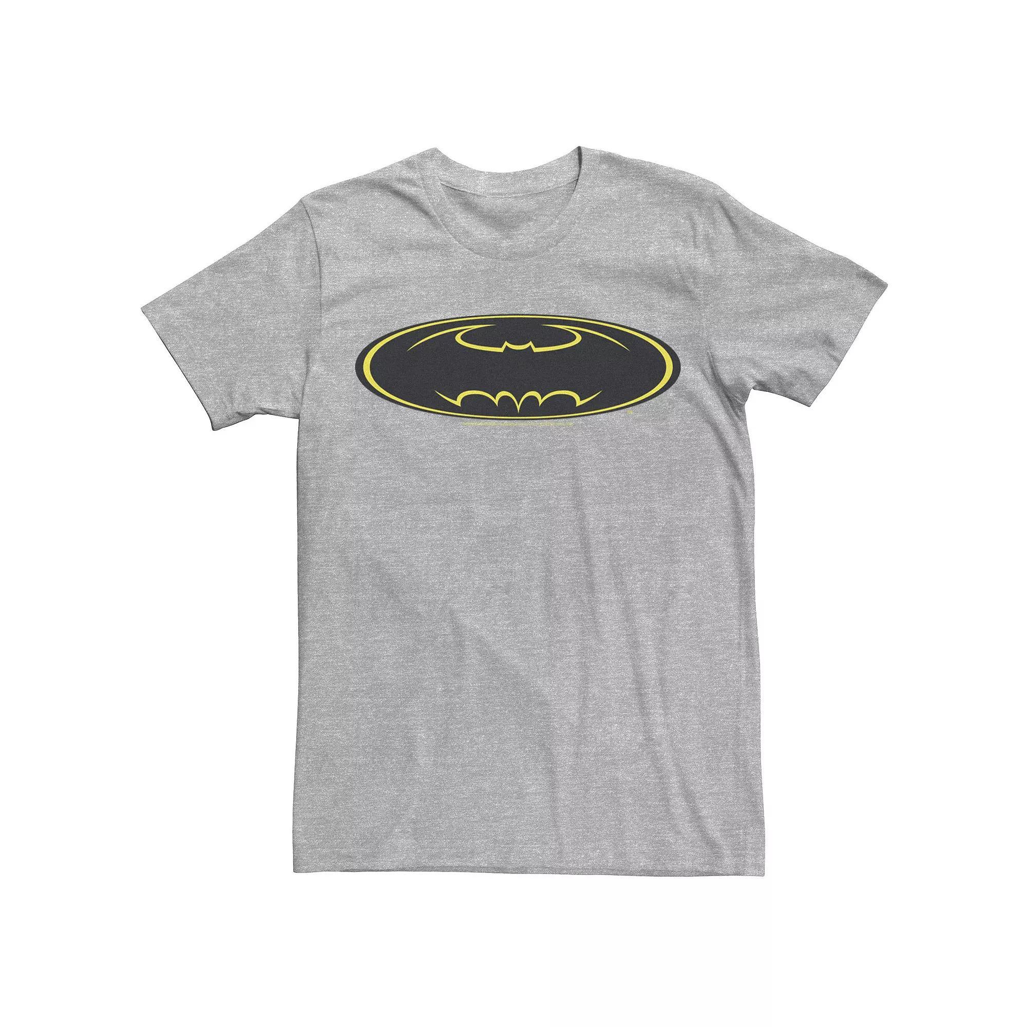 Men's DC Comics Batman Yellow Line Chest Logo Tee, Size: XL, Athletic Grey Product Image