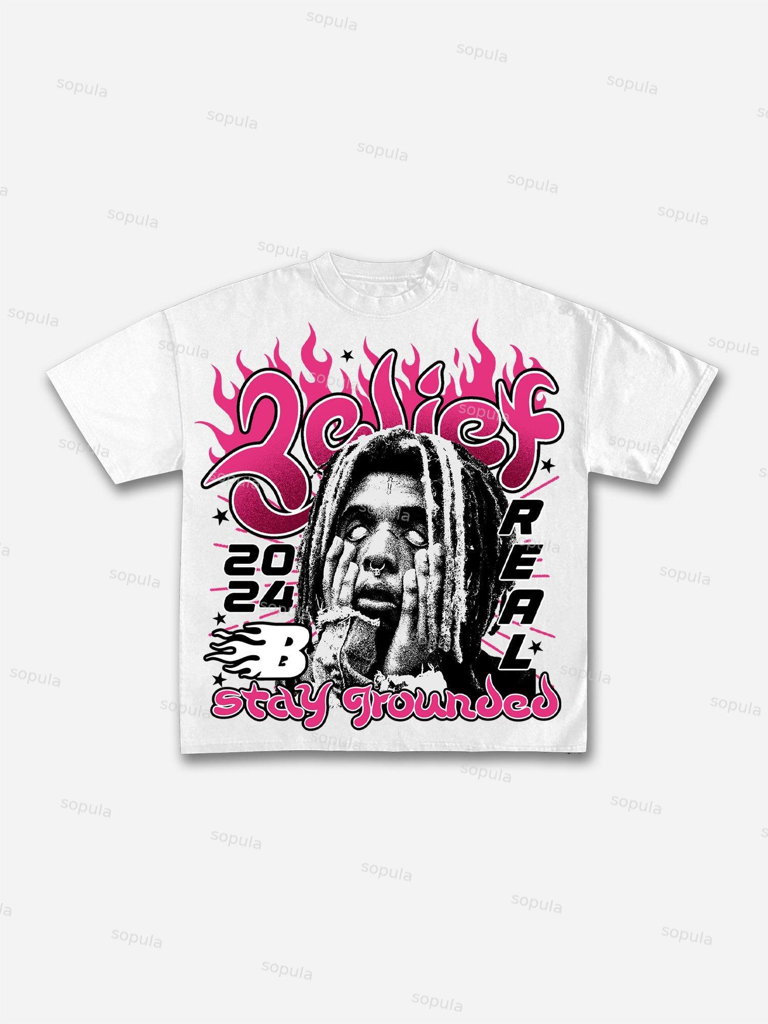 Street Faith Male Head Graphic Cotton T-shirt Product Image