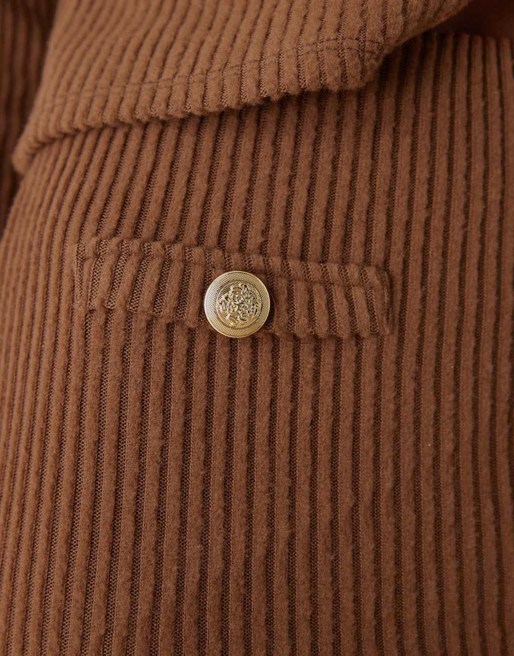 ASOS DESIGN brushed rib mini skirt in chocolate - part of a set Product Image