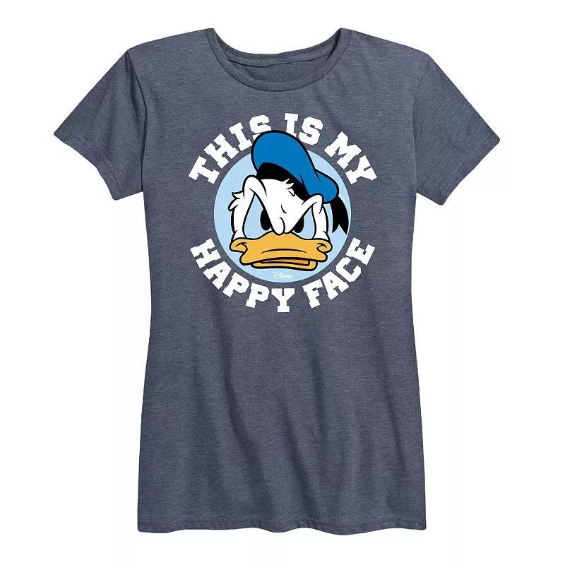 Disney's Donald Duck Women's This Is My Happy Face Graphic Tee, Size: Large, Blue Product Image