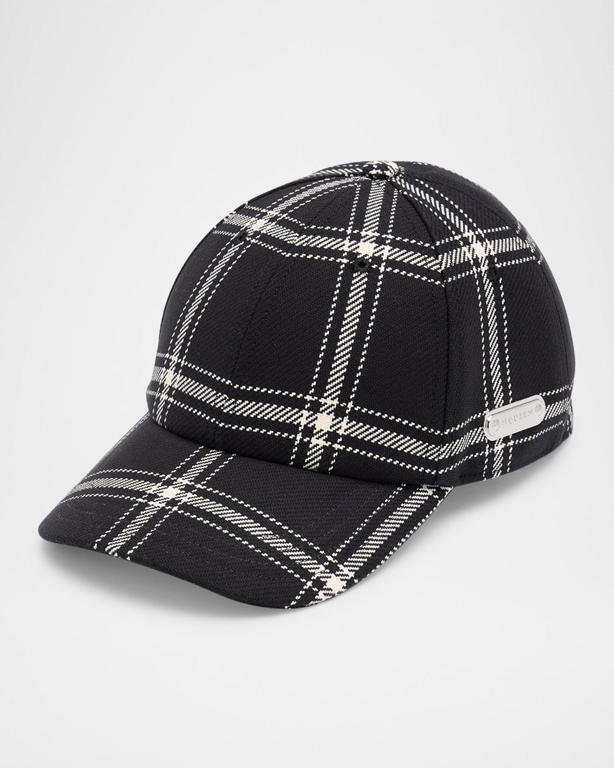 Mens Woven Wool Check Baseball Cap Product Image