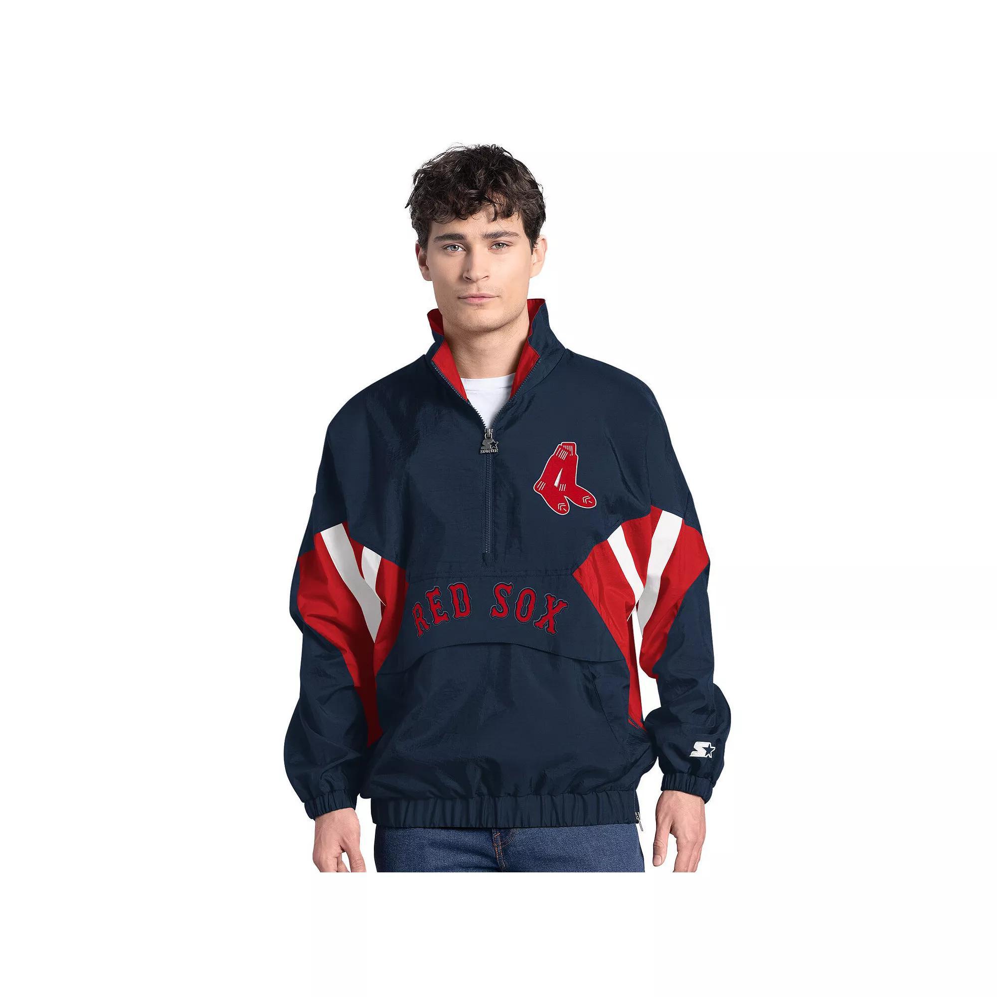 Men's Starter  Navy Boston Red Sox Cooperstown Chief Half-Zip Pullover, Size: 2XL, Blue Product Image