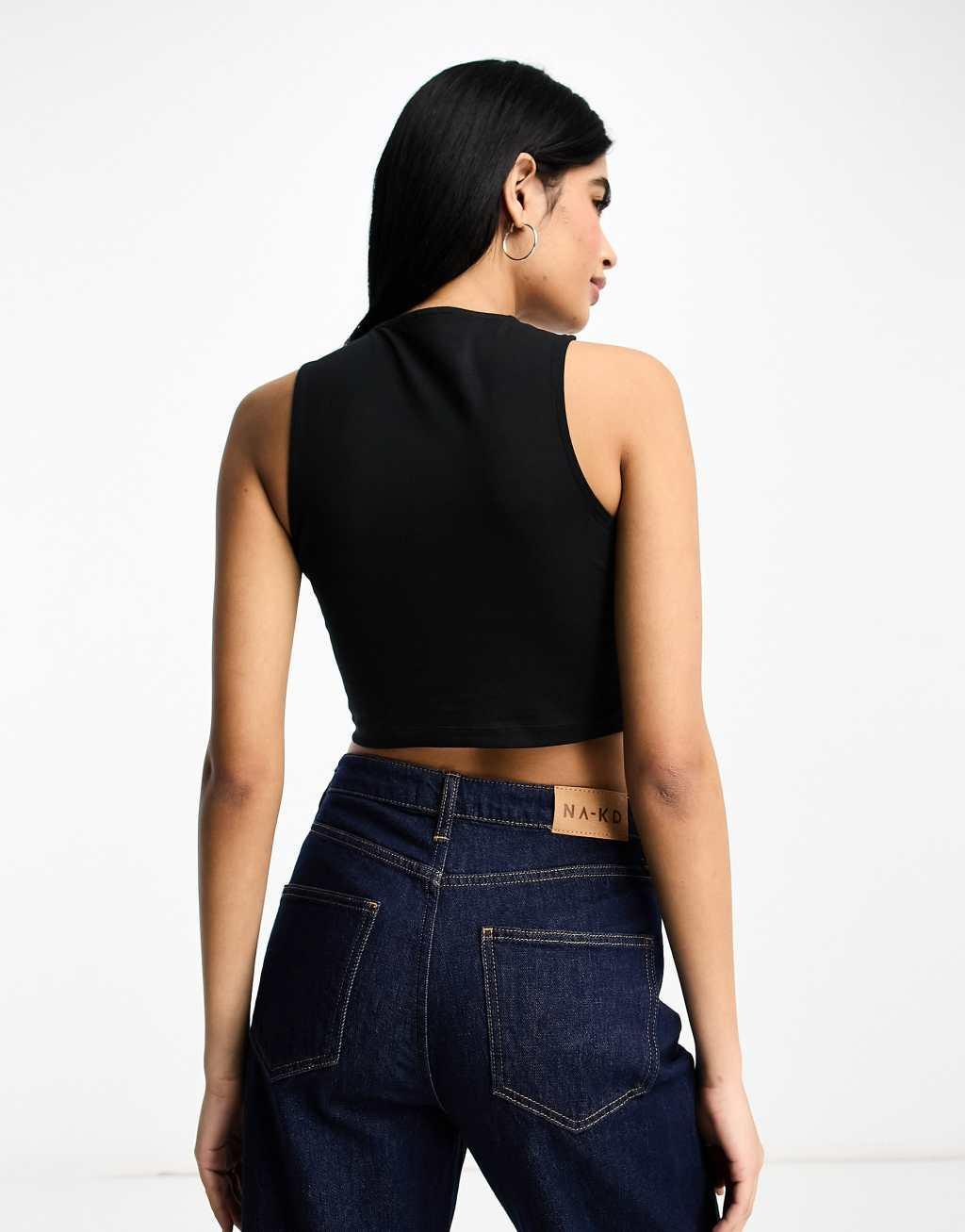 ASOS DESIGN 2 pack high neck super crop tank top Product Image