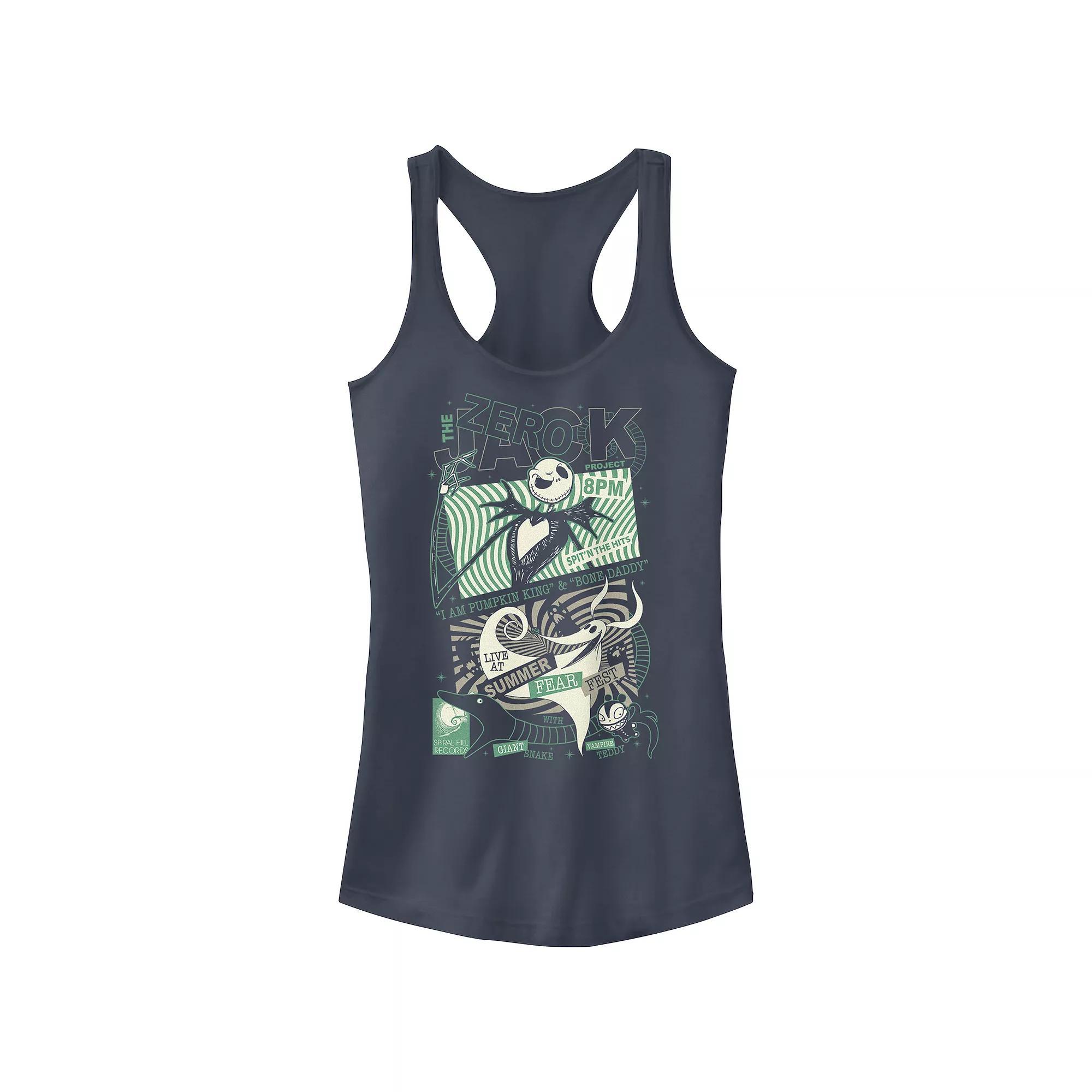 Disney's The Nightmare Before Christmas Jack Skellington And Zero Live At Summer Fear Juniors' Racerback Tank Top, Girl's, Size: XXL, Blue Product Image