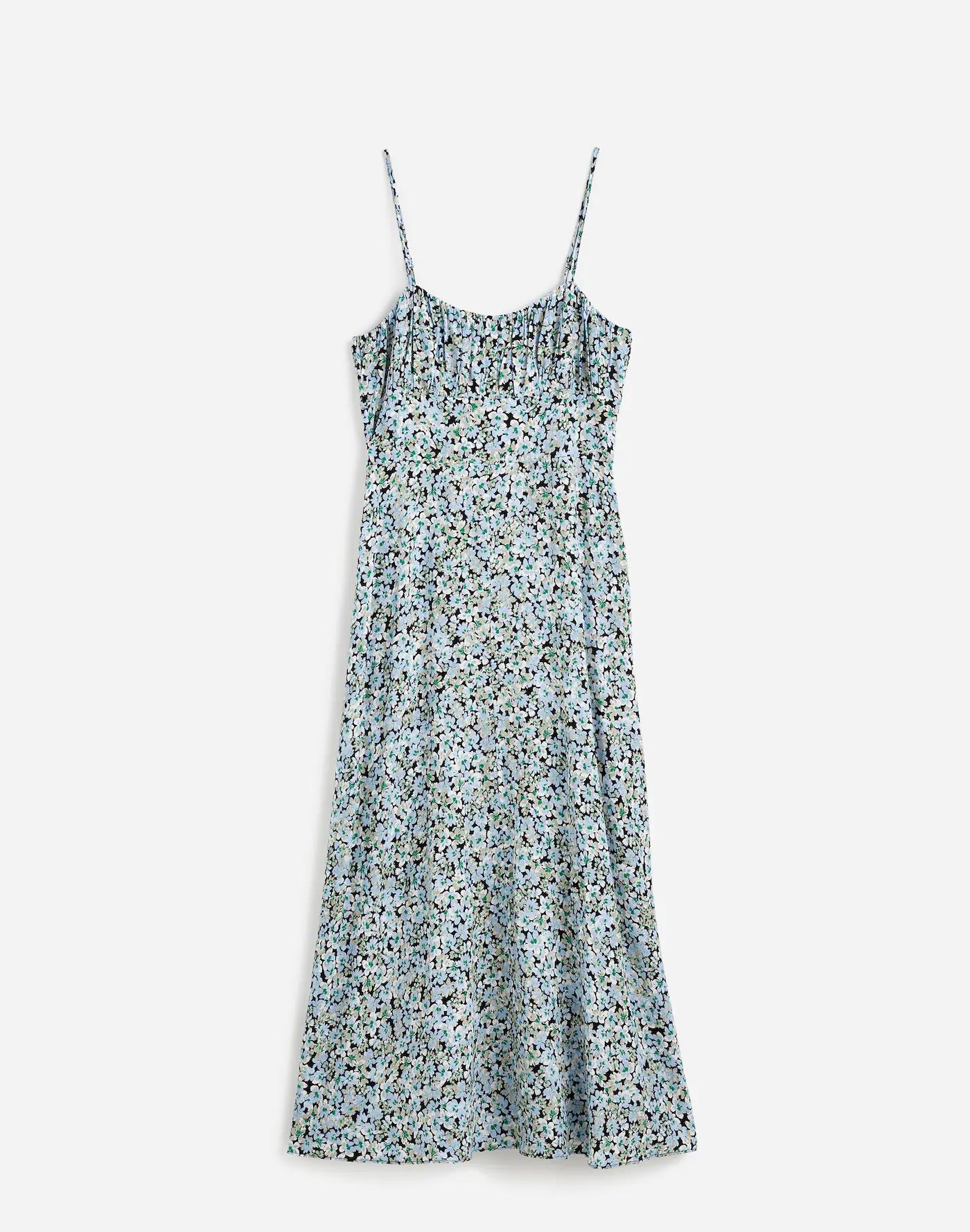 Ruched Sweetheart Sleeveless Midi Dress in Floral Product Image