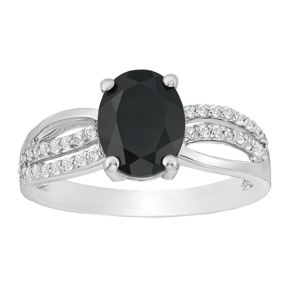 Gemminded Sterling Silver Black Onyx & White Topaz Accent Ring, Women's, Size: 6 Product Image